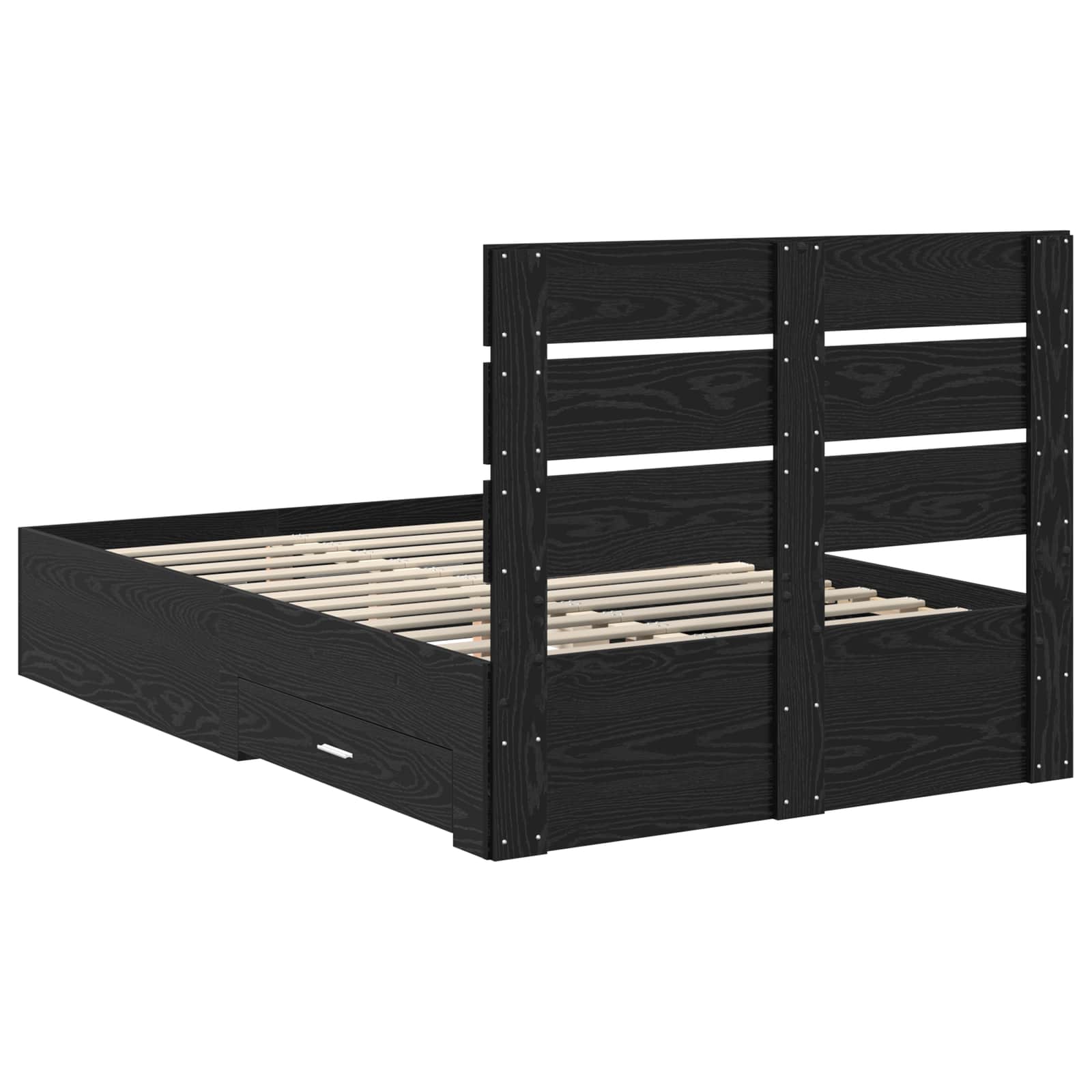 Σκελετός Κρεβατιού Μαύρη Οξυά 135 x 190 cm Επεξεργασμένο ξύλο