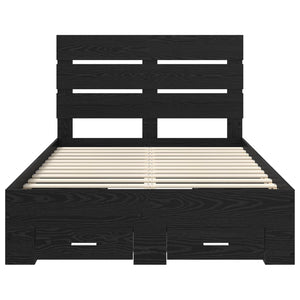 Σκελετός Κρεβατιού Μαύρη Οξυά 135 x 190 cm Επεξεργασμένο Ξύλο