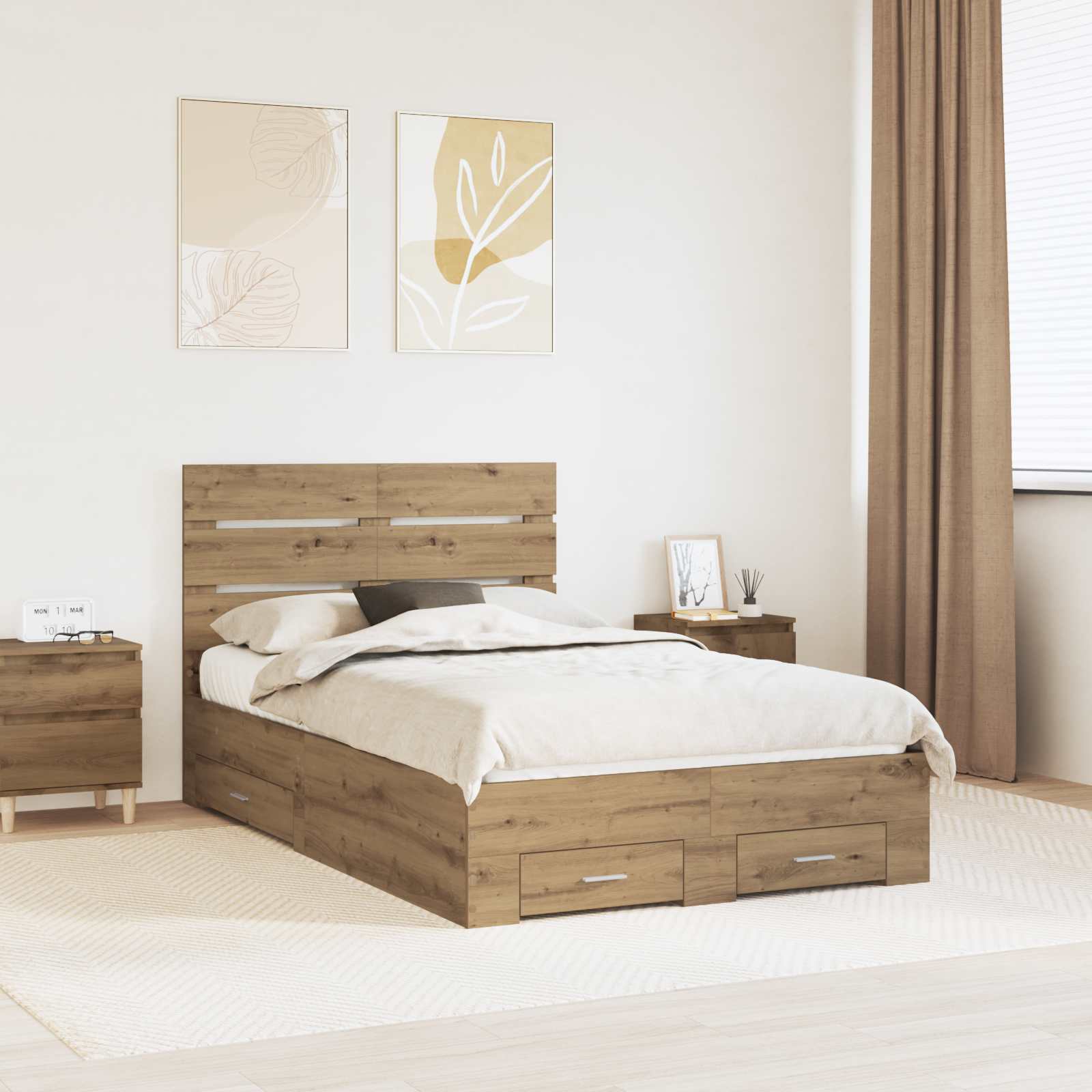 Σκελετός Κρεβατιού Artisan Oak 120 x 190 cm Επεξεργασμένο ξύλο - Pakobazaar