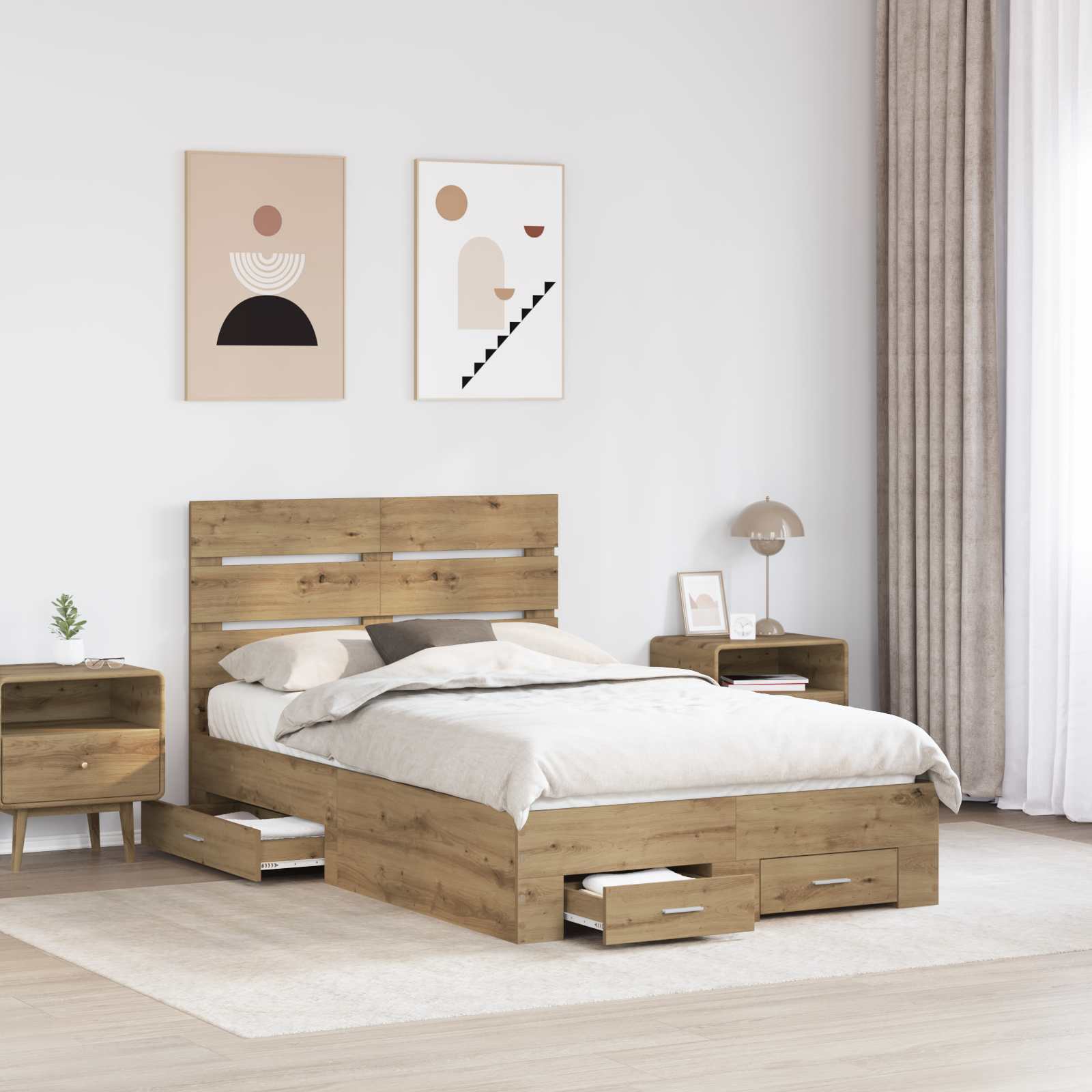 Σκελετός Κρεβατιού Artisan Oak 120 x 190 cm Επεξεργασμένο ξύλο - Pakobazaar
