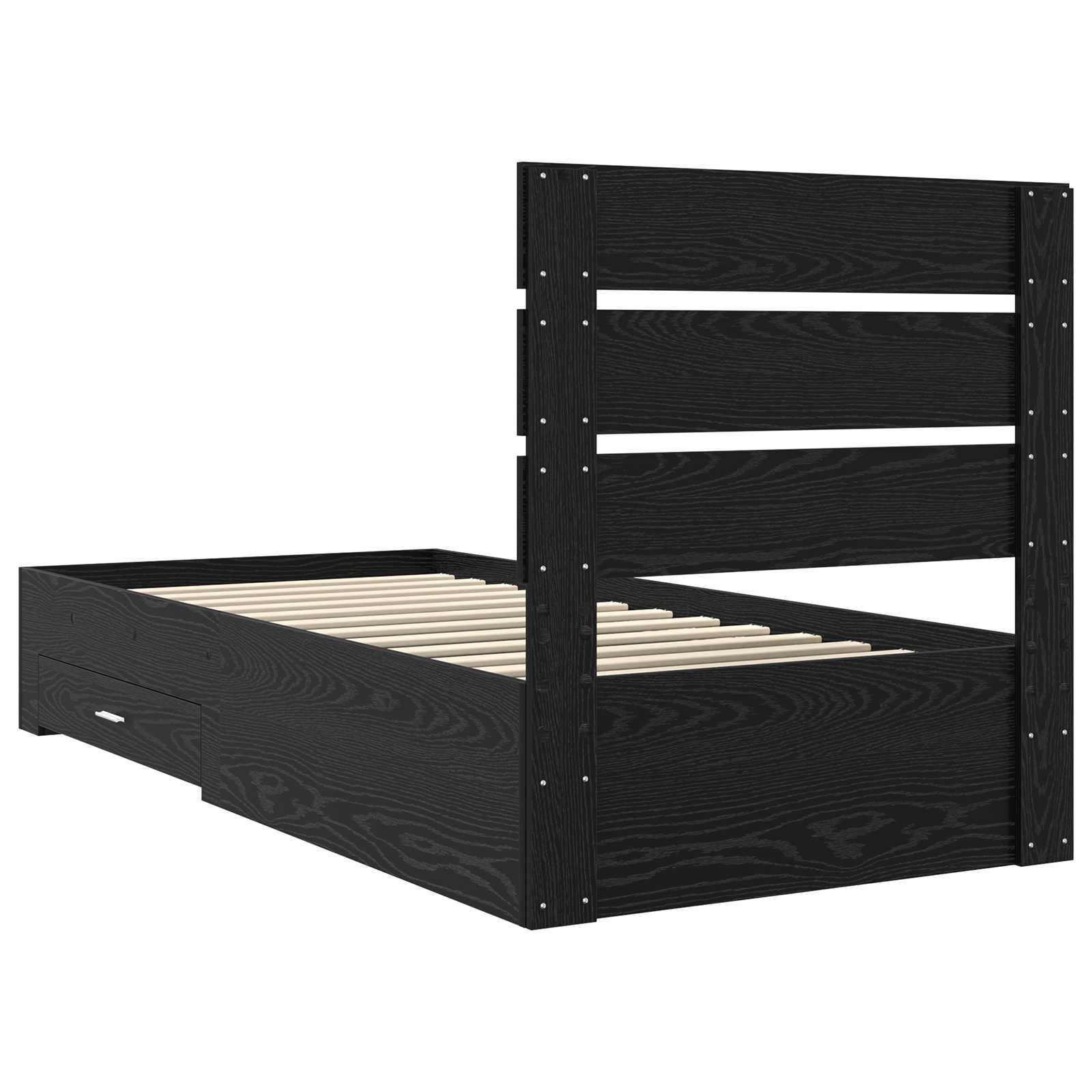 Σκελετός Κρεβατιού Μαύρη Οξυά 90 x 190 cm Επεξεργασμένο ξύλο