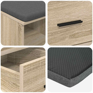Παγκάκι Χαλωρίου με μαξιλάρι Δρύς Sonoma 60 x 38 x 46 εκ - Pakobazaar