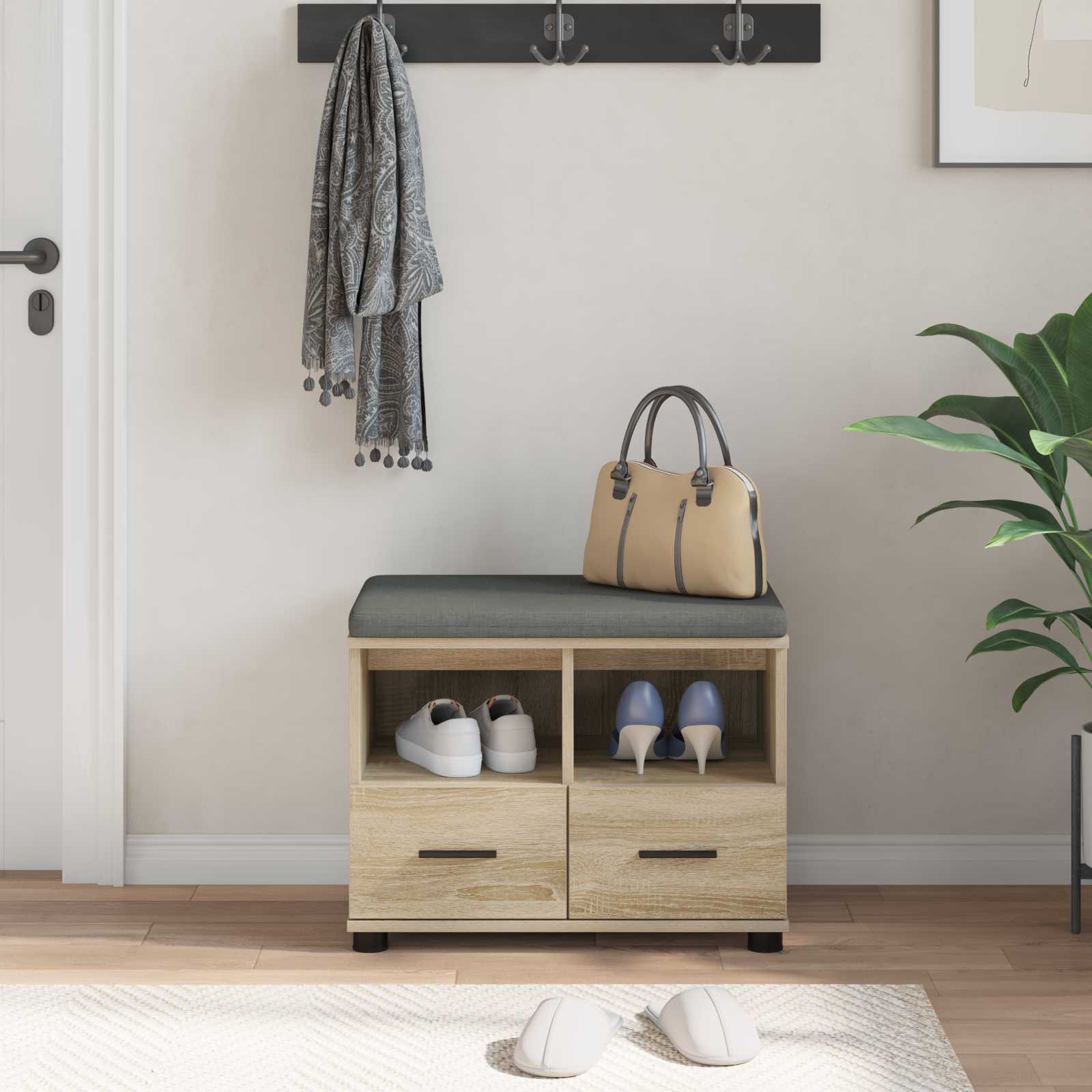 Παγκάκι Χαλωρίου με μαξιλάρι Δρύς Sonoma 60 x 38 x 46 εκ - Pakobazaar