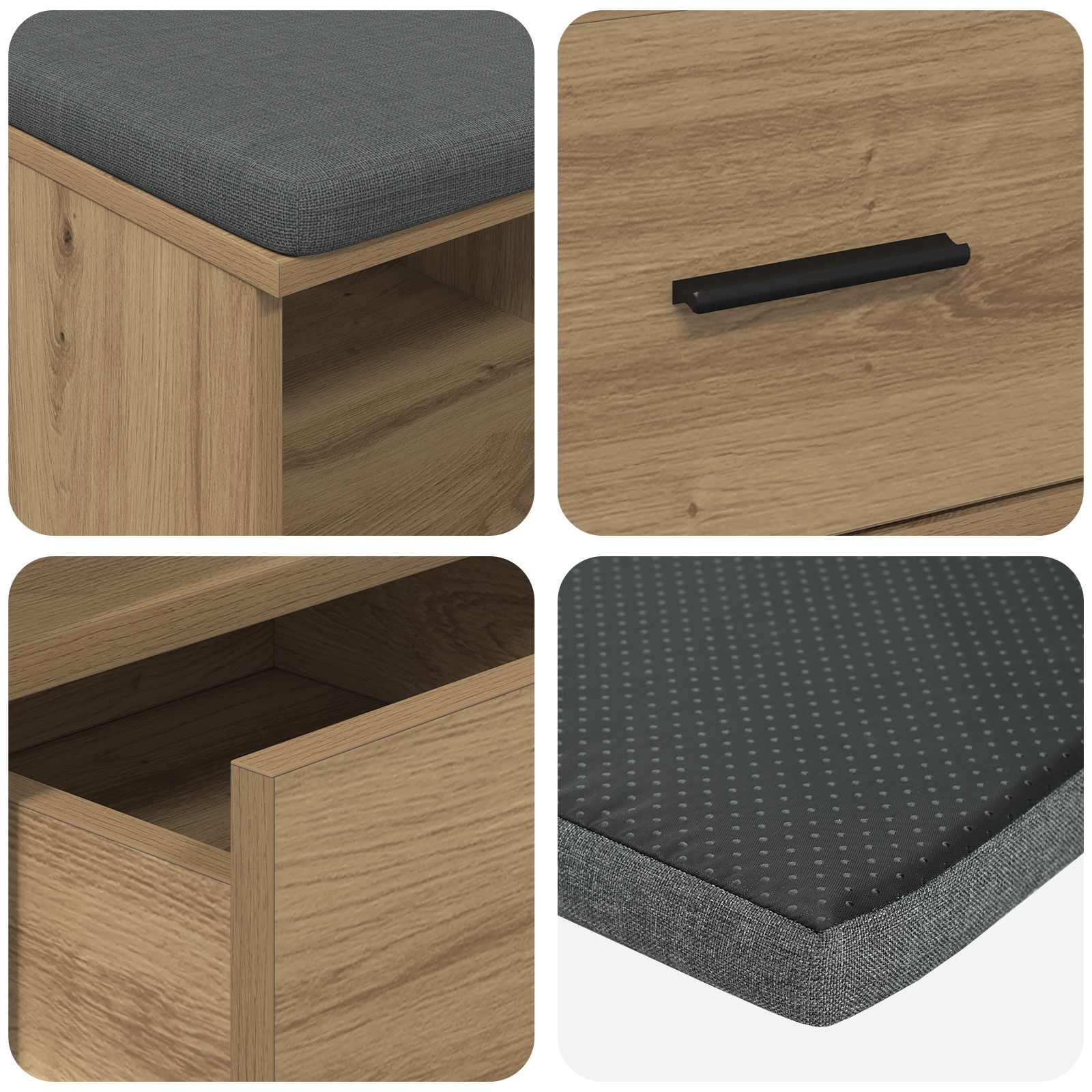 Παγκάκι Χαλωρίου με μαξιλάρι Τεχνίτικη Δρυς 80 x 38 x 46 εκ - Pakobazaar