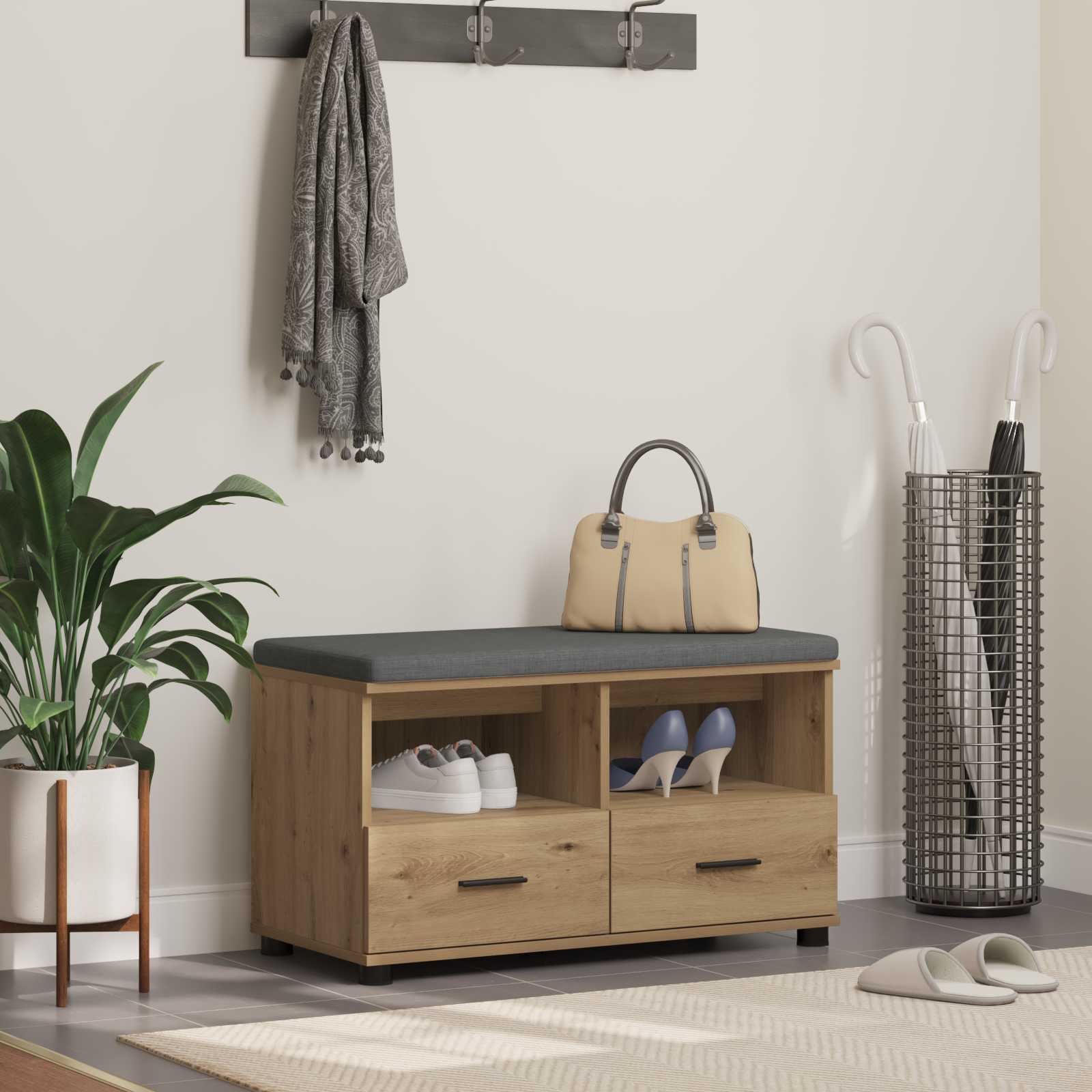 Παγκάκι Χαλωρίου με μαξιλάρι Τεχνίτικη Δρυς 80 x 38 x 46 εκ - Pakobazaar