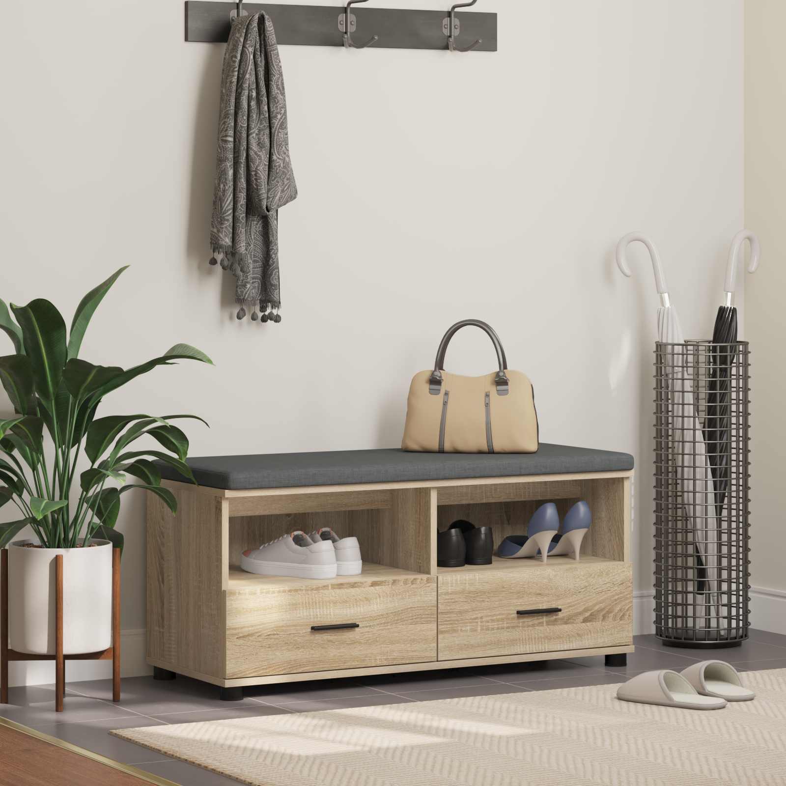 Παγκάκι Χαλωρίου με μαξιλάρι Δρύς Sonoma 100 x 38 x 46 εκ - Pakobazaar