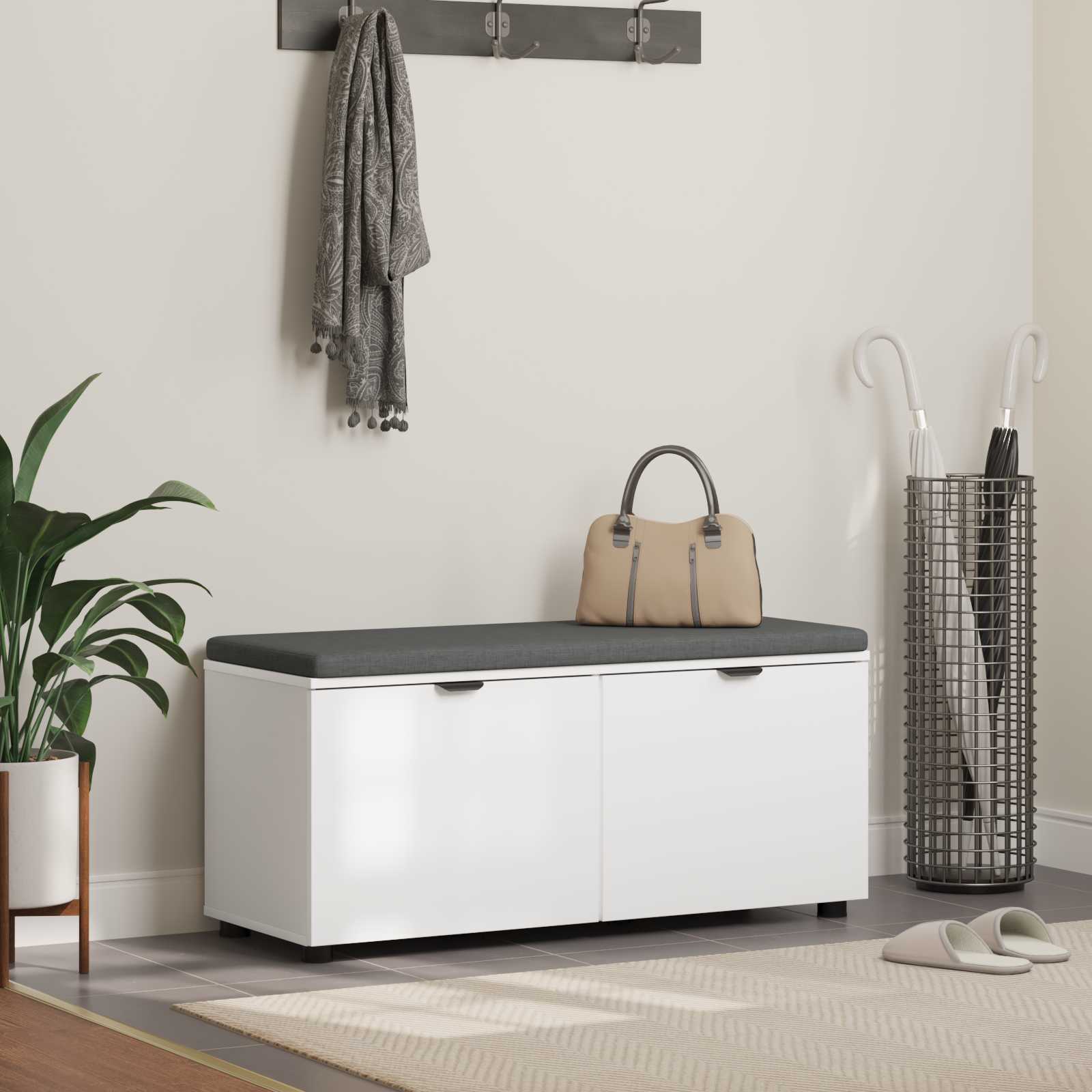 Παγκάκι Χαλωρίου με μαξιλάρι με ράφι Λευκός 100 x 38 x 46 εκ - Pakobazaar