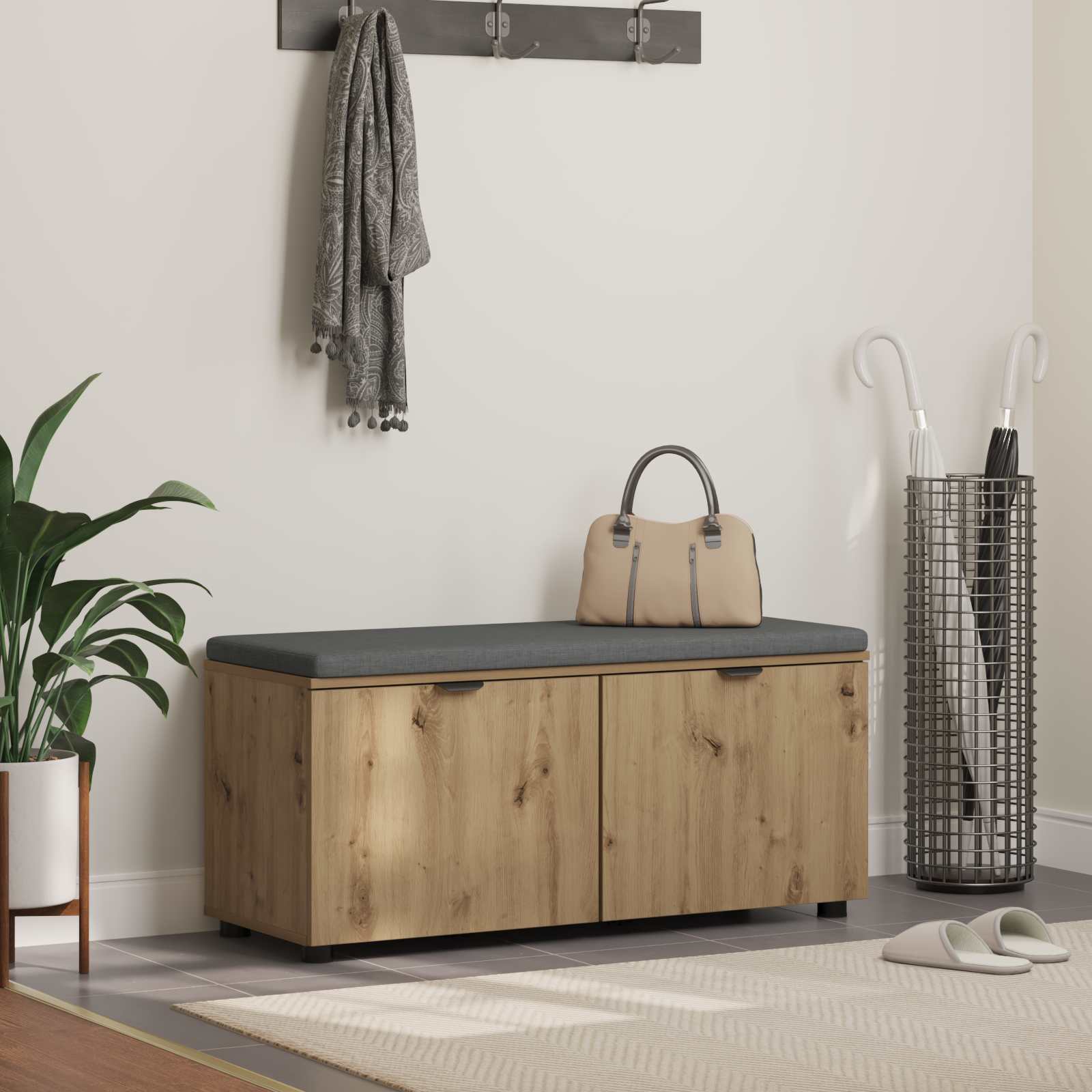 Παγκάκι Χαλωρίου Τεχνίτικη Δρυς 100 x 38 x 46 εκ - Pakobazaar