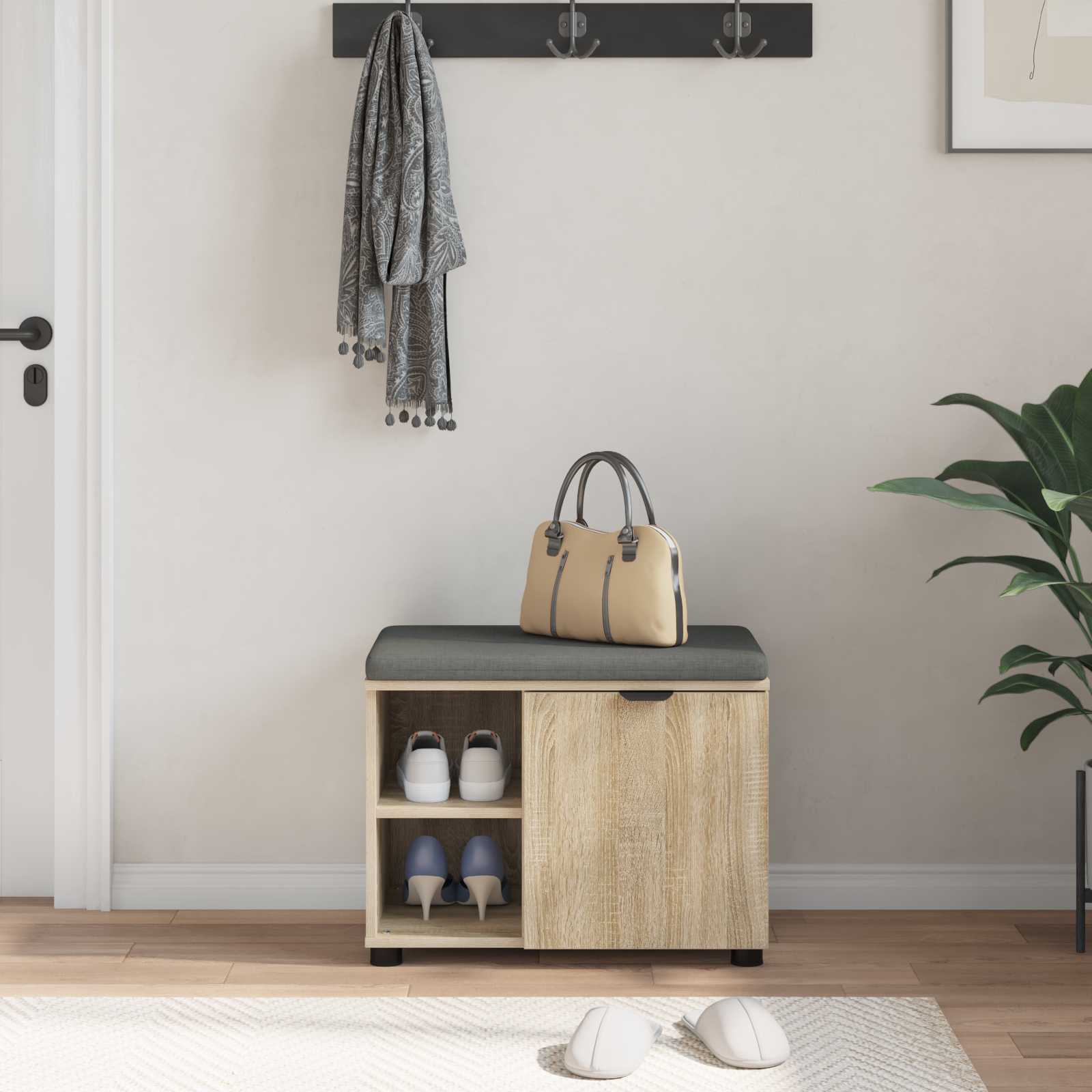 Παγκάκι Χαλωρίου με μαξιλάρι Δρύς Sonoma 60 x 38 x 46 εκ - Pakobazaar