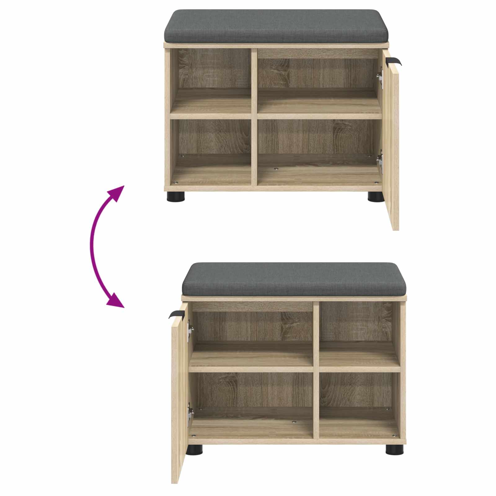 Παγκάκι Χαλωρίου με μαξιλάρι Δρύς Sonoma 60 x 38 x 46 εκ - Pakobazaar