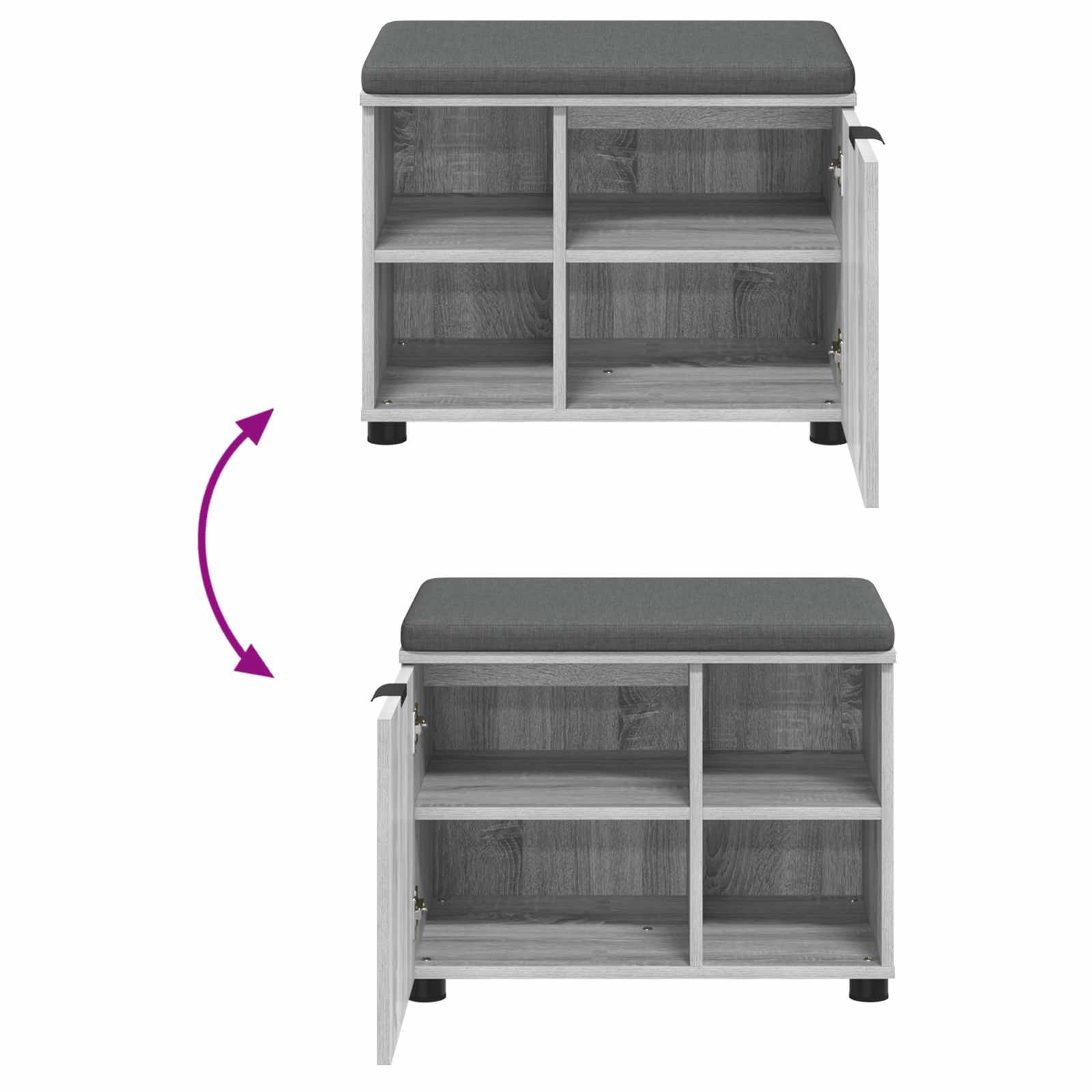 Παγκάκι Χαλωρίου με μαξιλάρι Γκρι Σονομά 60 x 38 x 46 εκ - Pakobazaar