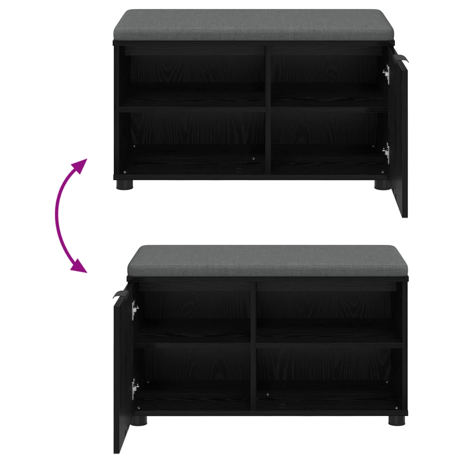 Παγκάκι Χαλωρίου με μαξιλάρι με ράφι Μαύρη Δρυς 80 x 38 x 46 εκ - Pakobazaar