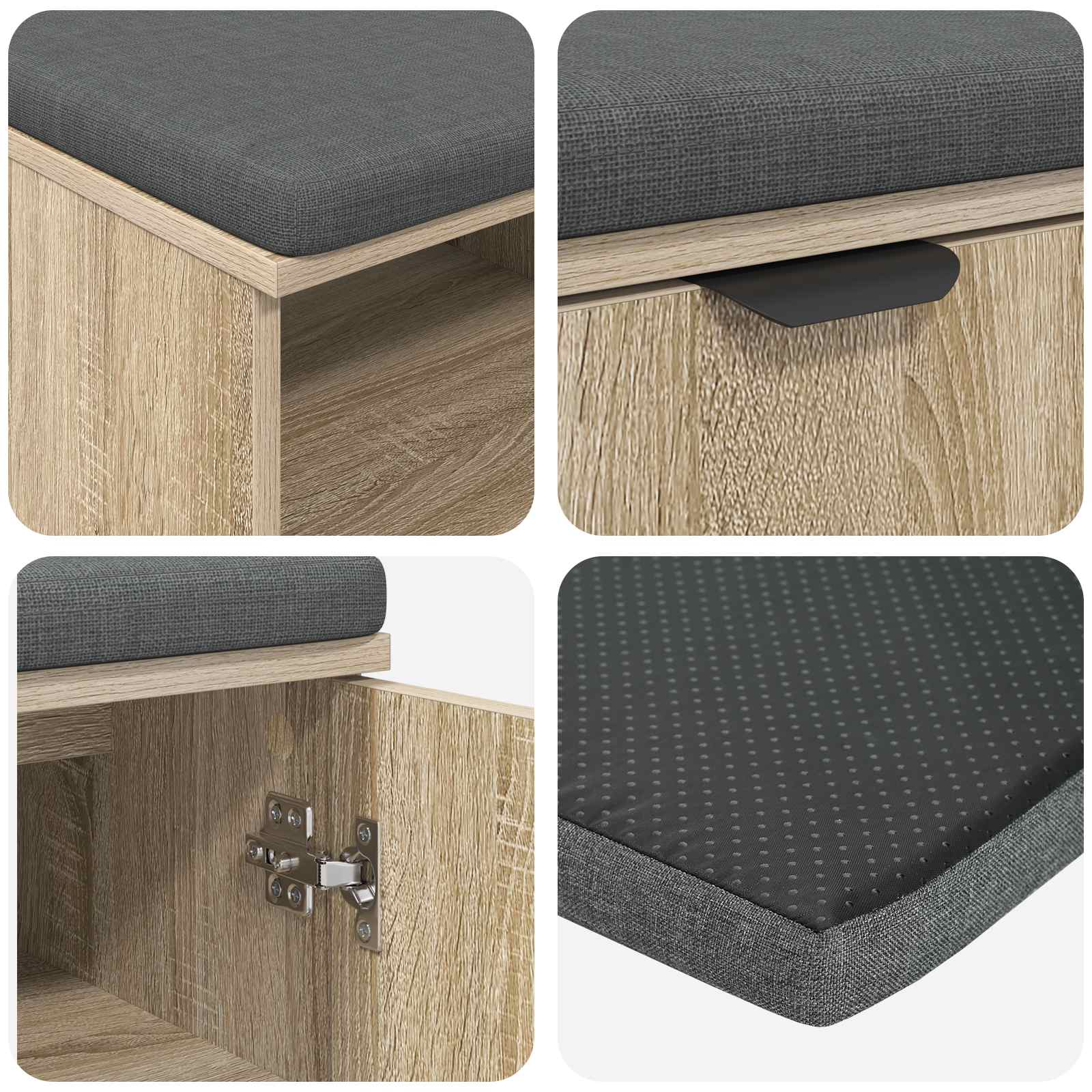 Παγκάκι Χαλωρίου με μαξιλάρι Δρύς Sonoma 80 x 38 x 46 εκ - Pakobazaar