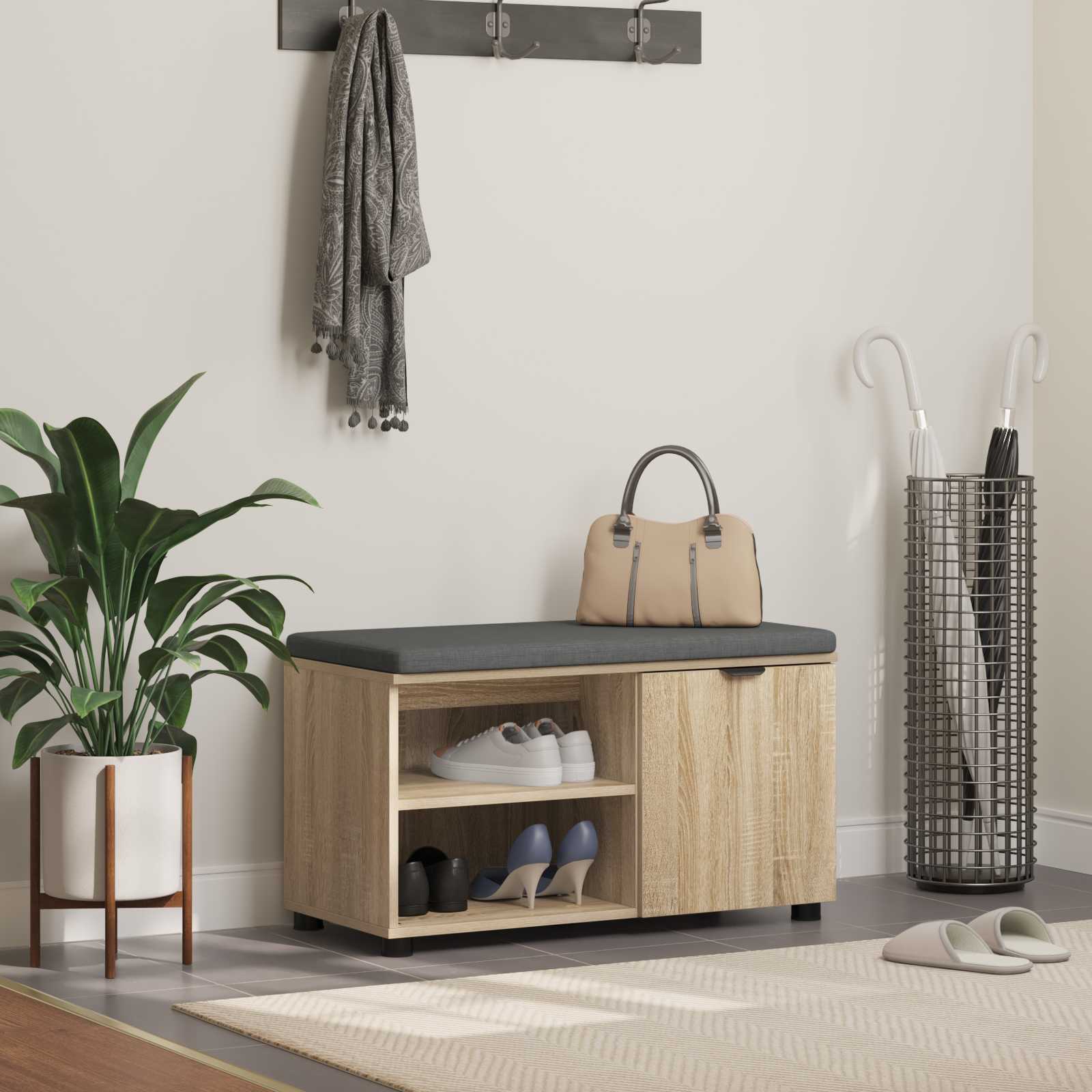 Παγκάκι Χαλωρίου με μαξιλάρι Δρύς Sonoma 80 x 38 x 46 εκ - Pakobazaar