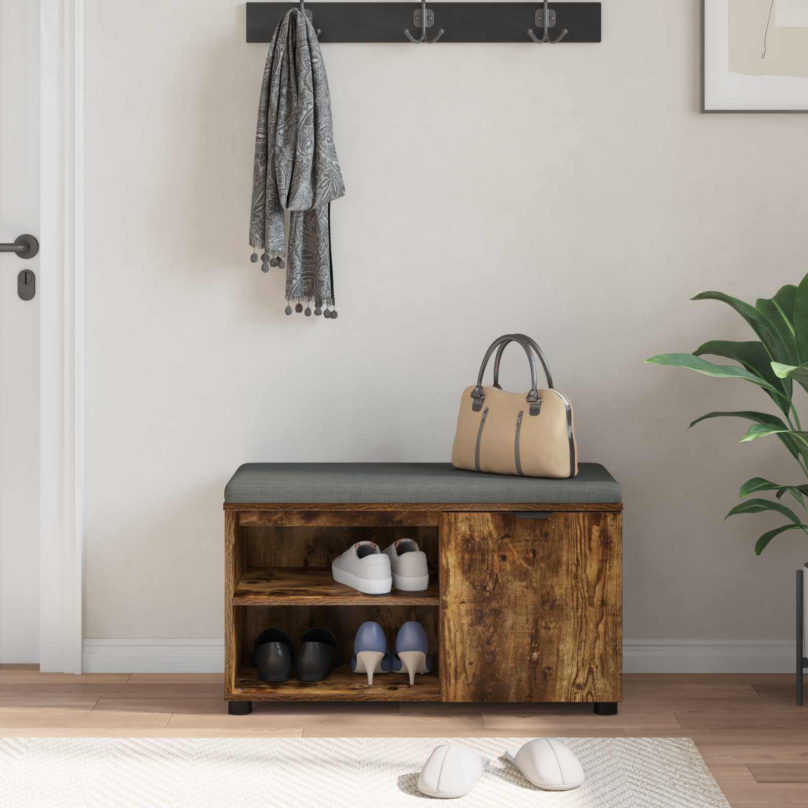 Παγκάκι Χαλωρίου με μαξιλάρι Καπνιστή Δρυς 80 x 38 x 46 εκ - Pakobazaar