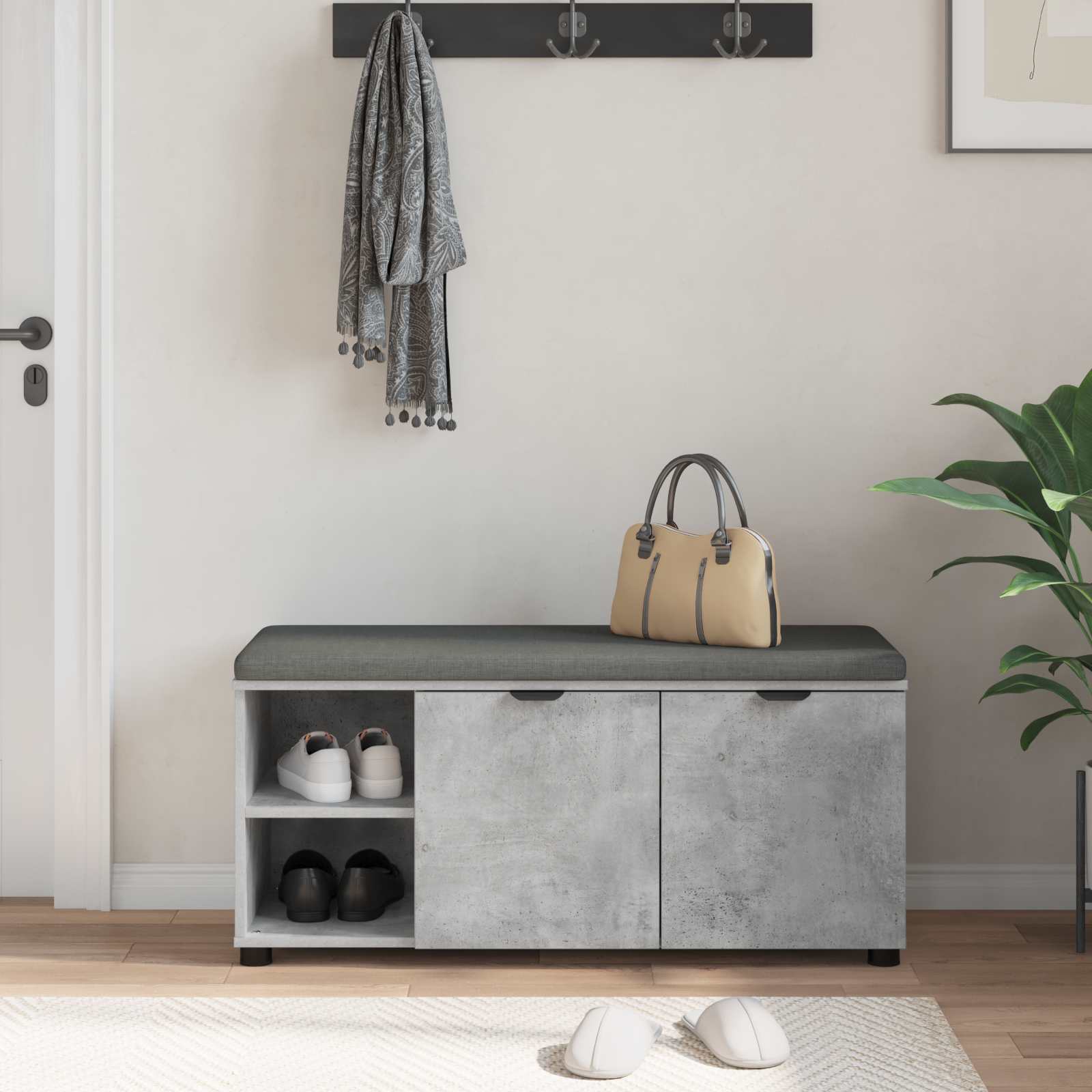 Παγκάκι Χαλωρίου με μαξιλάρι Σκυρόχρωμο Γκρι 100 x 38 x 46 εκ - Pakobazaar