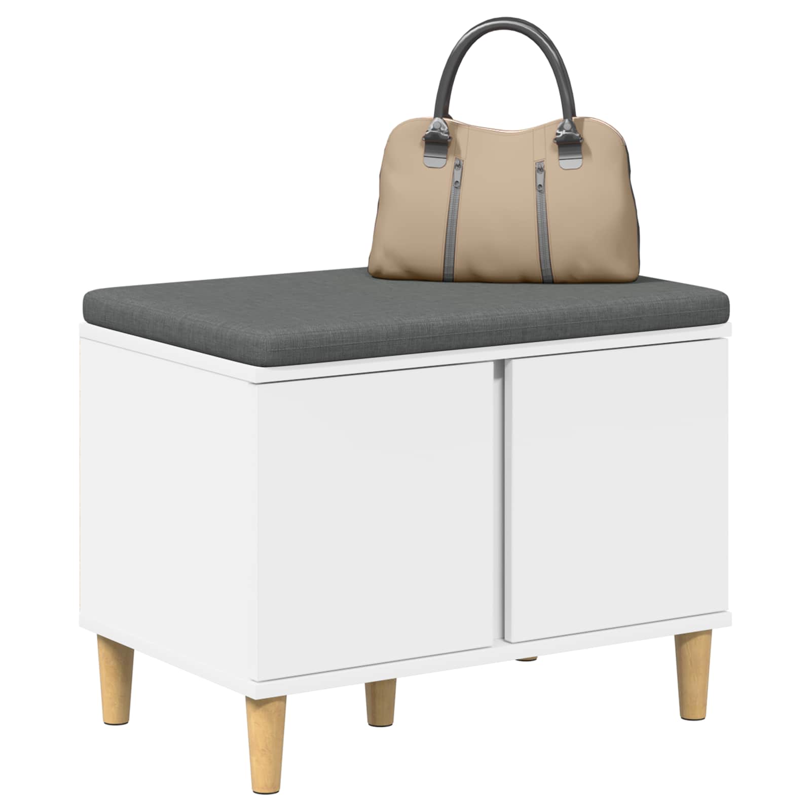 Παγκάκι Χαλωρίου με μαξιλάρι με ράφι Λευκός 60 x 38 x 46 εκ - Pakobazaar