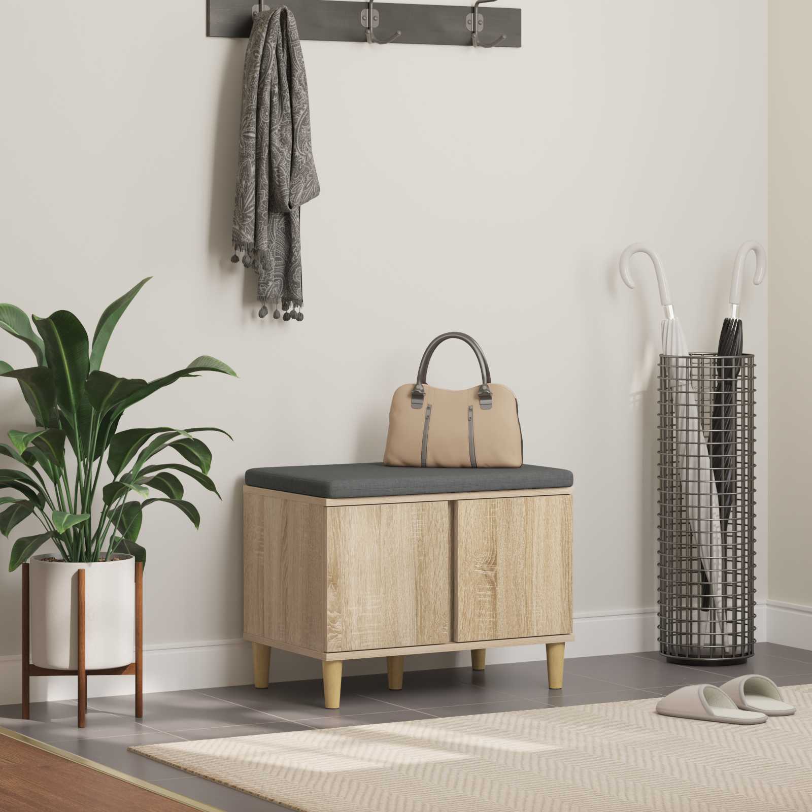 Παγκάκι Χαλωρίου με μαξιλάρι Δρύς Sonoma 60 x 38 x 46 εκ - Pakobazaar