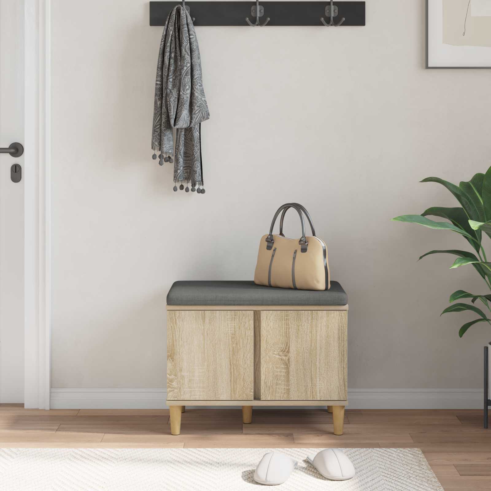 Παγκάκι Χαλωρίου με μαξιλάρι Δρύς Sonoma 60 x 38 x 46 εκ - Pakobazaar