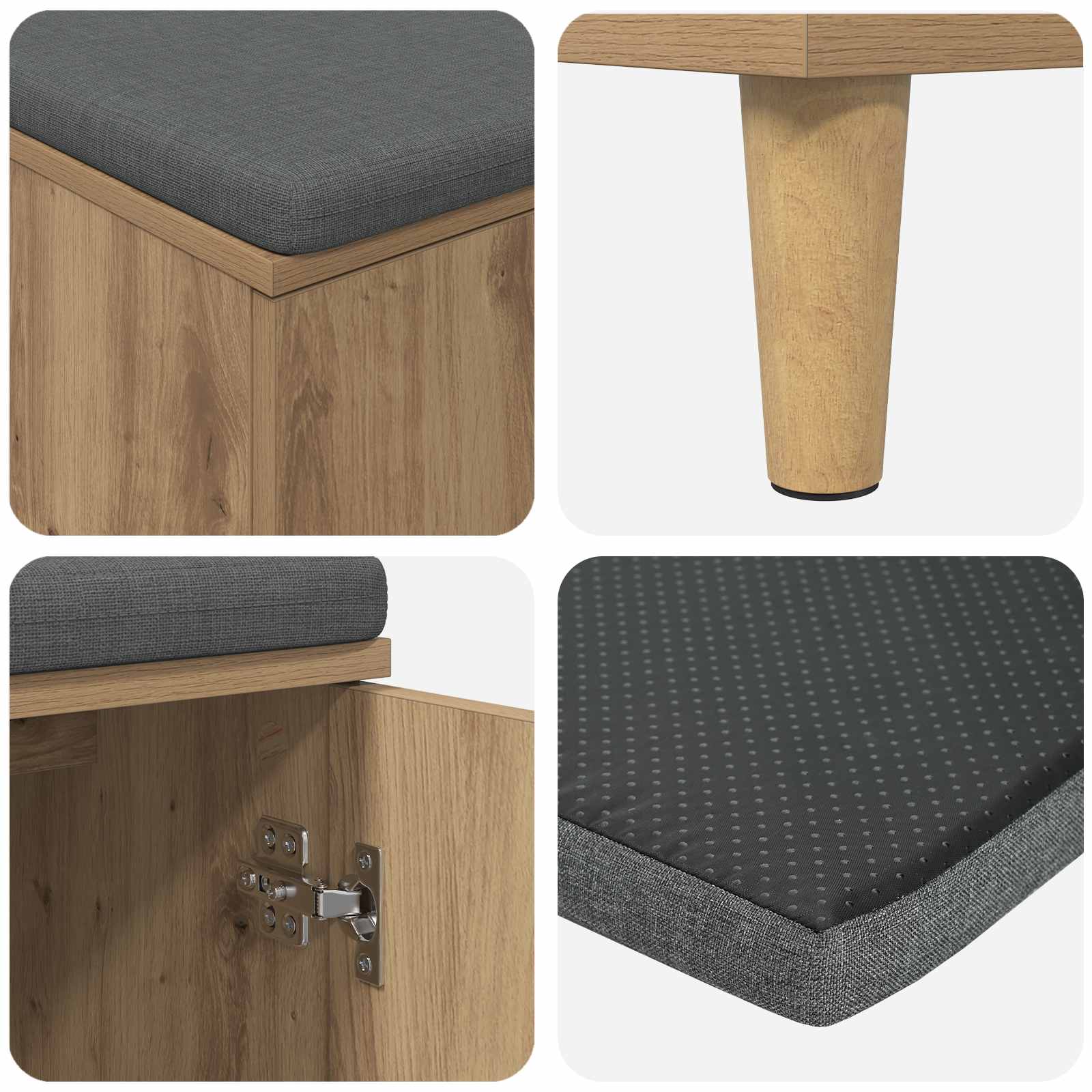 Παγκάκι Χαλωρίου με μαξιλάρι Τεχνίτικη Δρυς 60 x 38 x 46 εκ - Pakobazaar