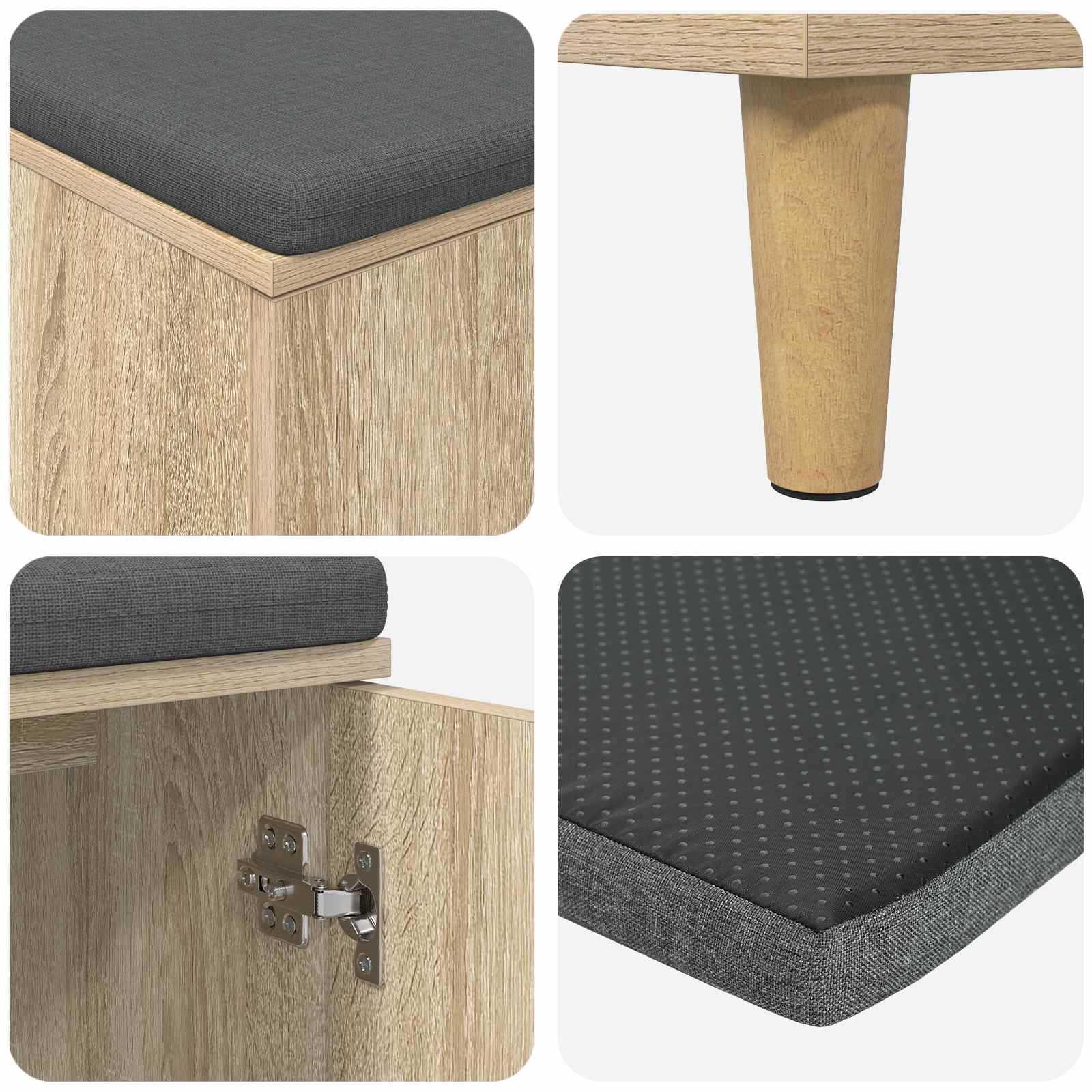 Παγκάκι Χαλωρίου με μαξιλάρι Δρύς Sonoma 80 x 38 x 46 εκ - Pakobazaar