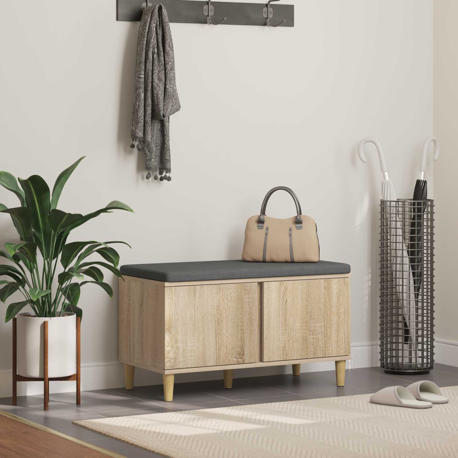 Παγκάκι Χαλωρίου με μαξιλάρι Δρύς Sonoma 80 x 38 x 46 εκ - Pakobazaar