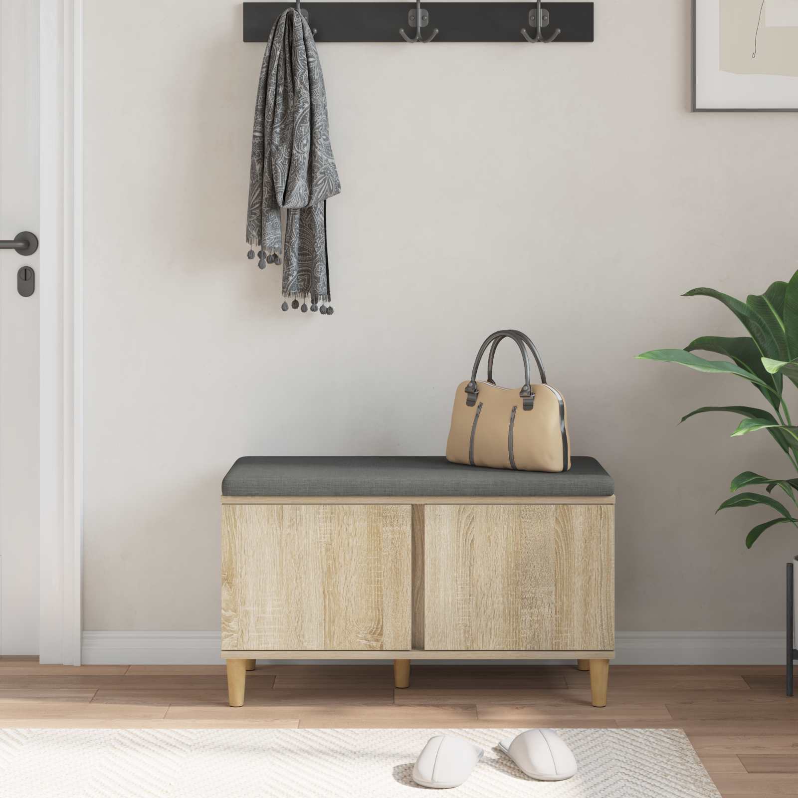 Παγκάκι Χαλωρίου με μαξιλάρι Δρύς Sonoma 80 x 38 x 46 εκ - Pakobazaar
