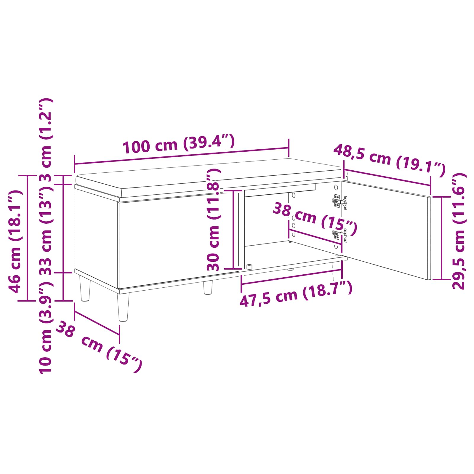 Παγκάκι Χαλωρίου με μαξιλάρι Καπνιστή Δρυς 100 x 38 x 46 εκ - Pakobazaar