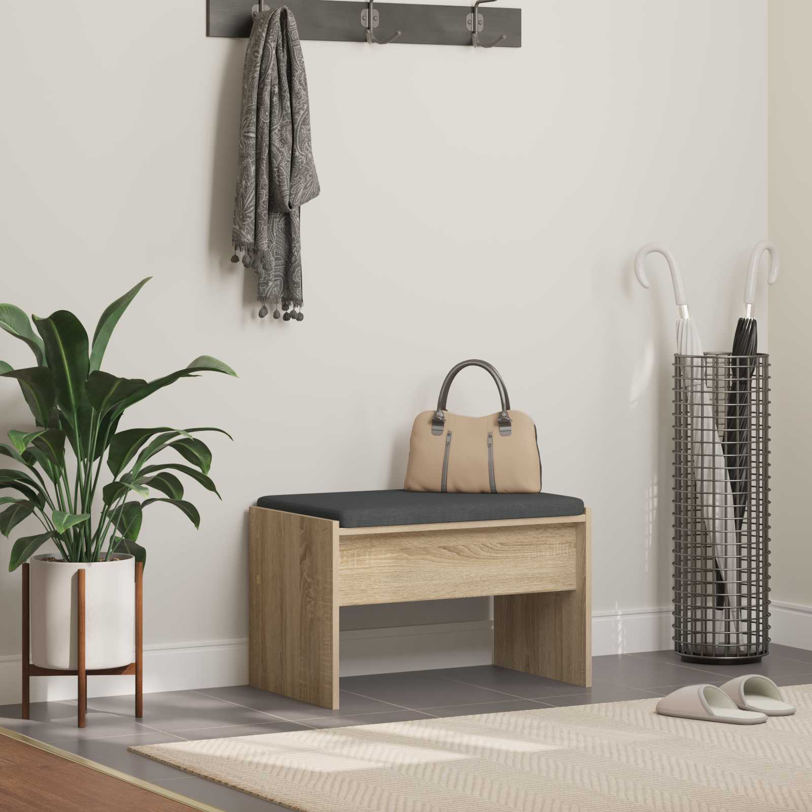 Παγκάκι Χαλωρίου με μαξιλάρι Δρύς Sonoma 63 x 38 x 40 εκ - Pakobazaar
