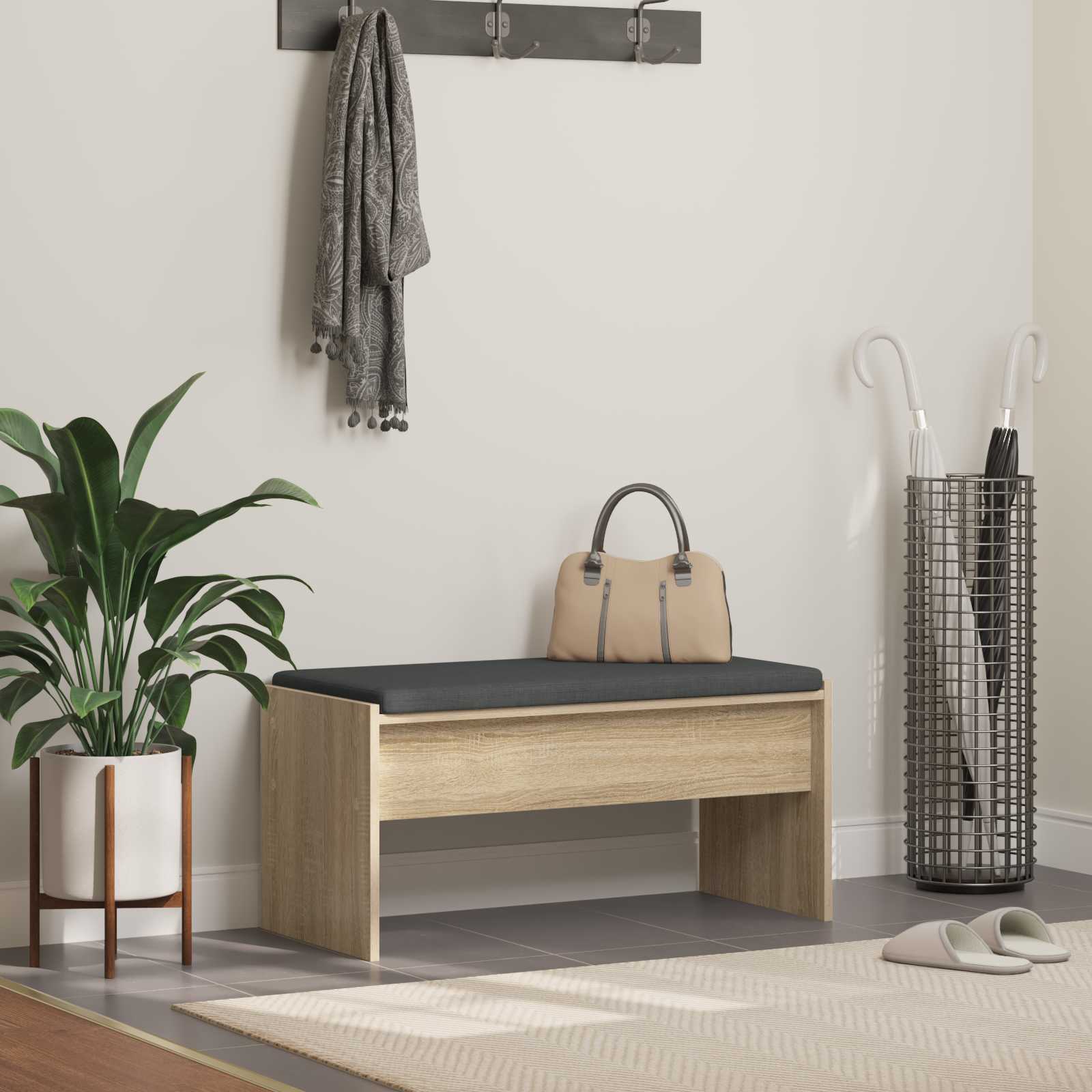 Παγκάκι Χαλωρίου με μαξιλάρι Δρύς Sonoma 83 x 38 x 40 εκ - Pakobazaar