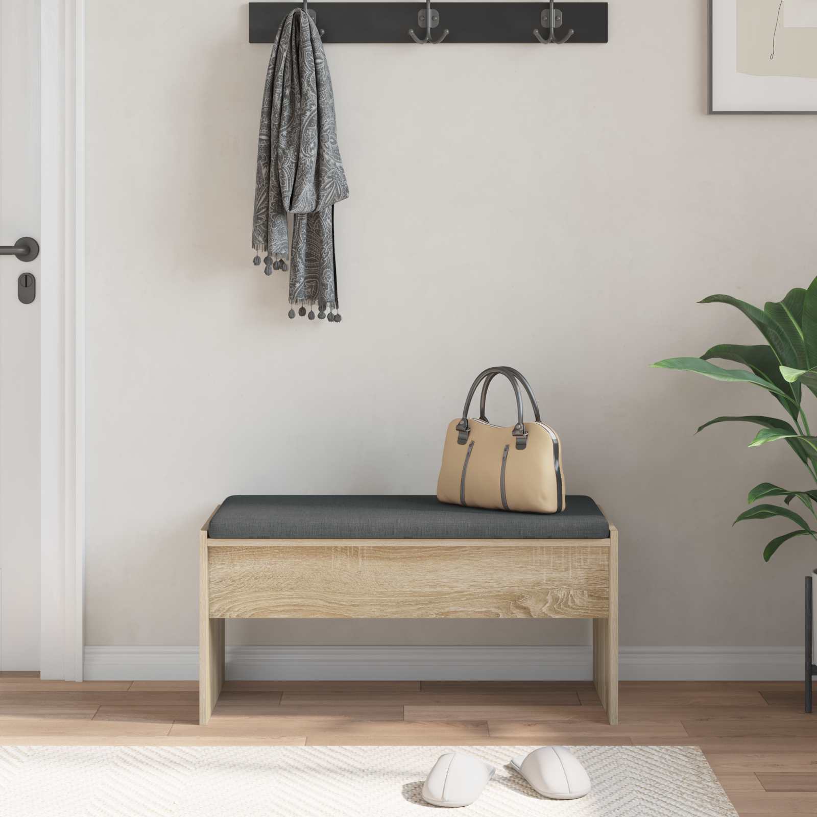 Παγκάκι Χαλωρίου με μαξιλάρι Δρύς Sonoma 83 x 38 x 40 εκ - Pakobazaar
