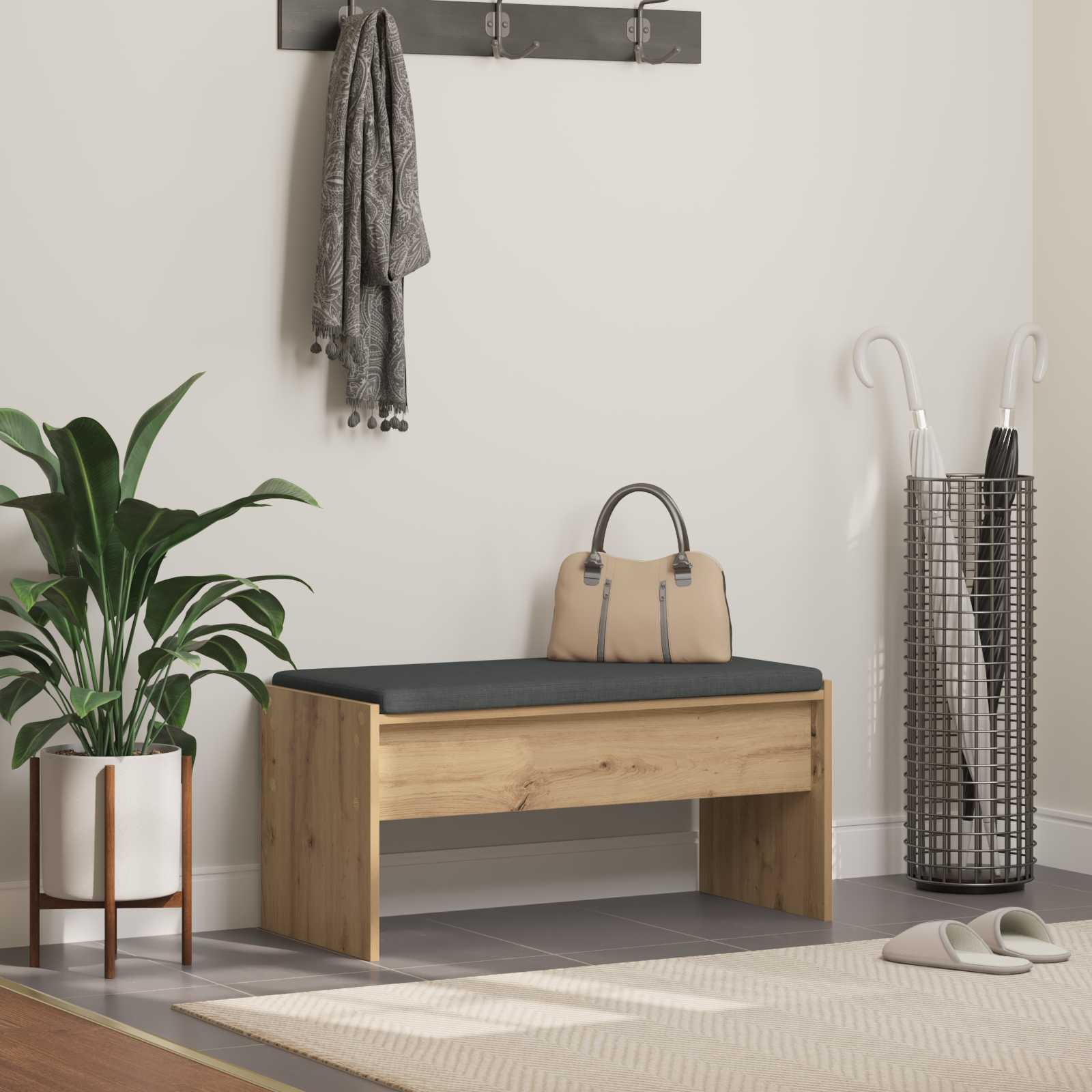 Παγκάκι Χαλωρίου με μαξιλάρι Artisan Oak 83 x 38 x 40 εκ - Pakobazaar