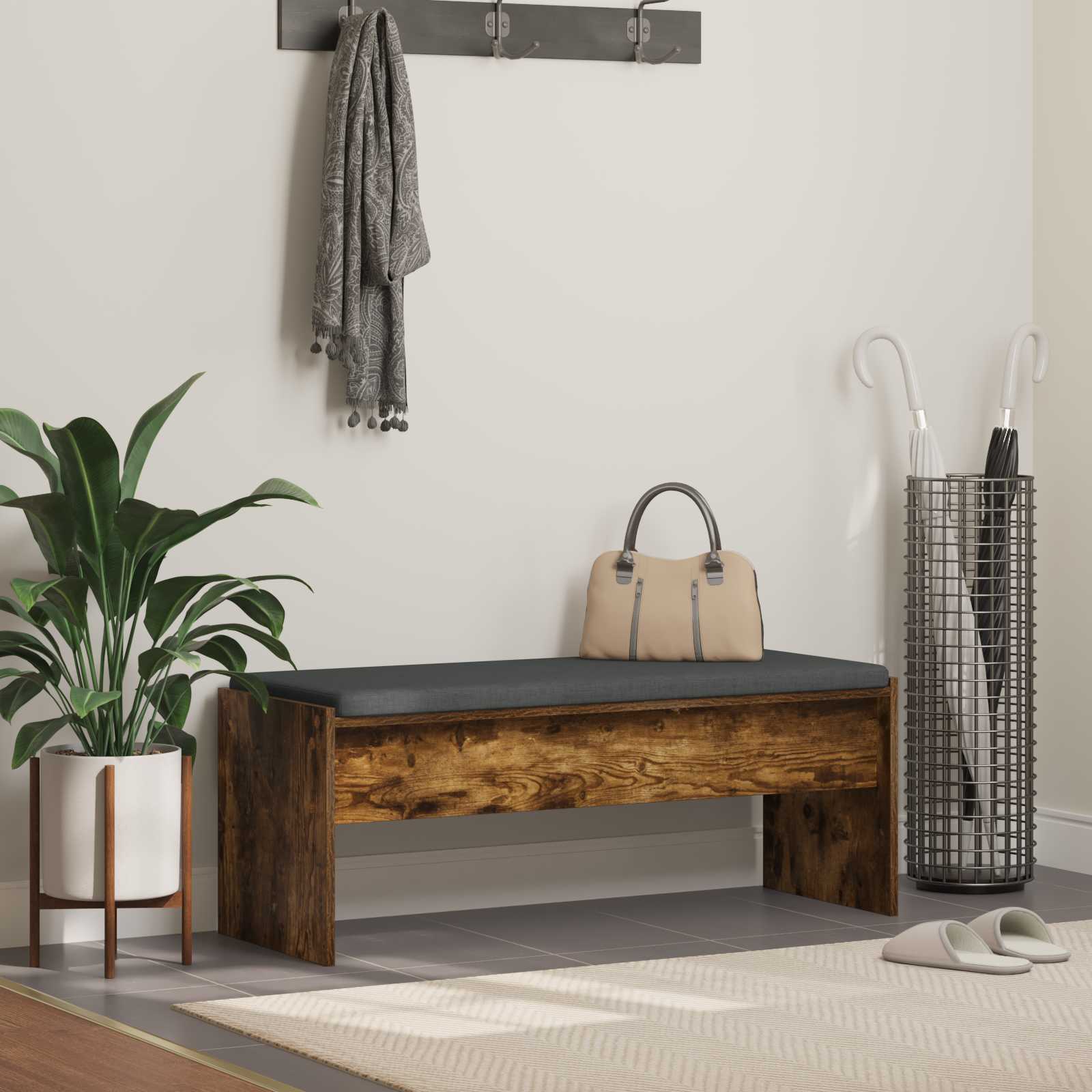 Παγκάκι Χαλωρίου με μαξιλάρι Καπνιστό Δρύς 103 x 38 x 40 εκ - Pakobazaar