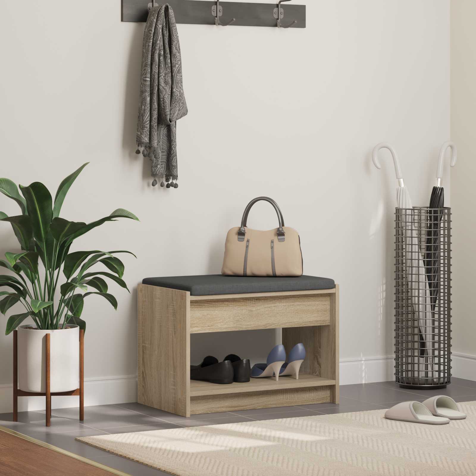 Παγκάκι Χαλωρίου με μαξιλάρι Δρύς Sonoma 63 x 38 x 45 εκ - Pakobazaar