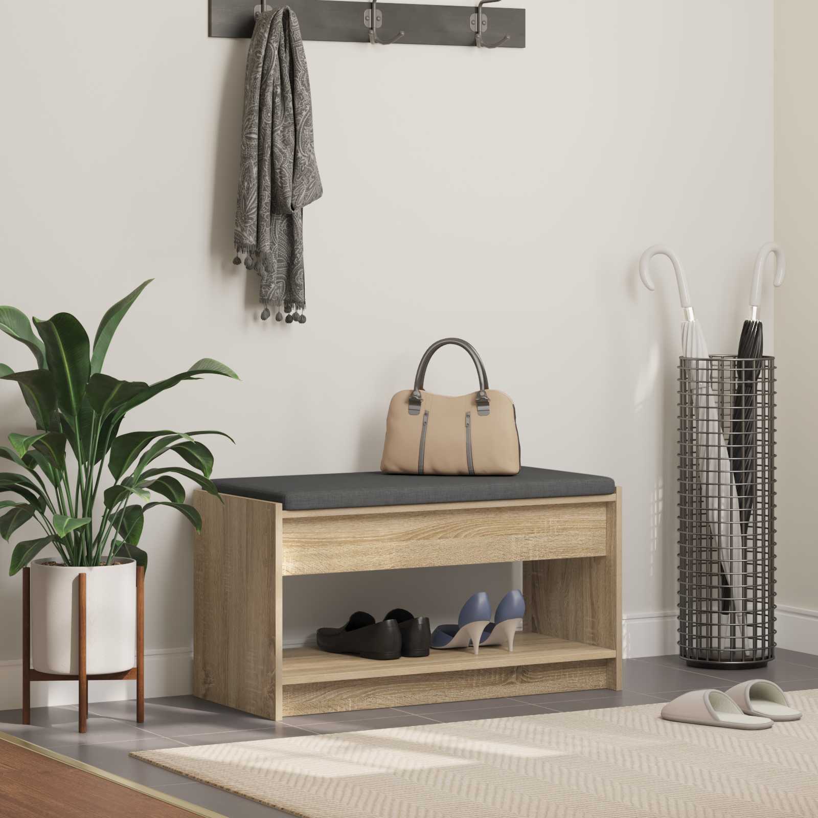 Παγκάκι Χαλωρίου με μαξιλάρι Δρύς Sonoma 83 x 38 x 45 εκ - Pakobazaar