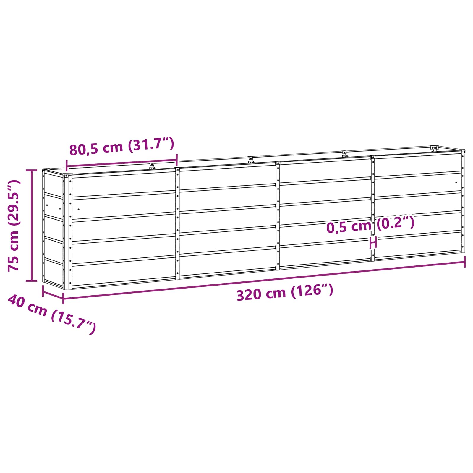 Γλάστρα Ελεφαντόδοντο 160 x 40 x 75 εκ. Ατσάλι - Pakobazaar