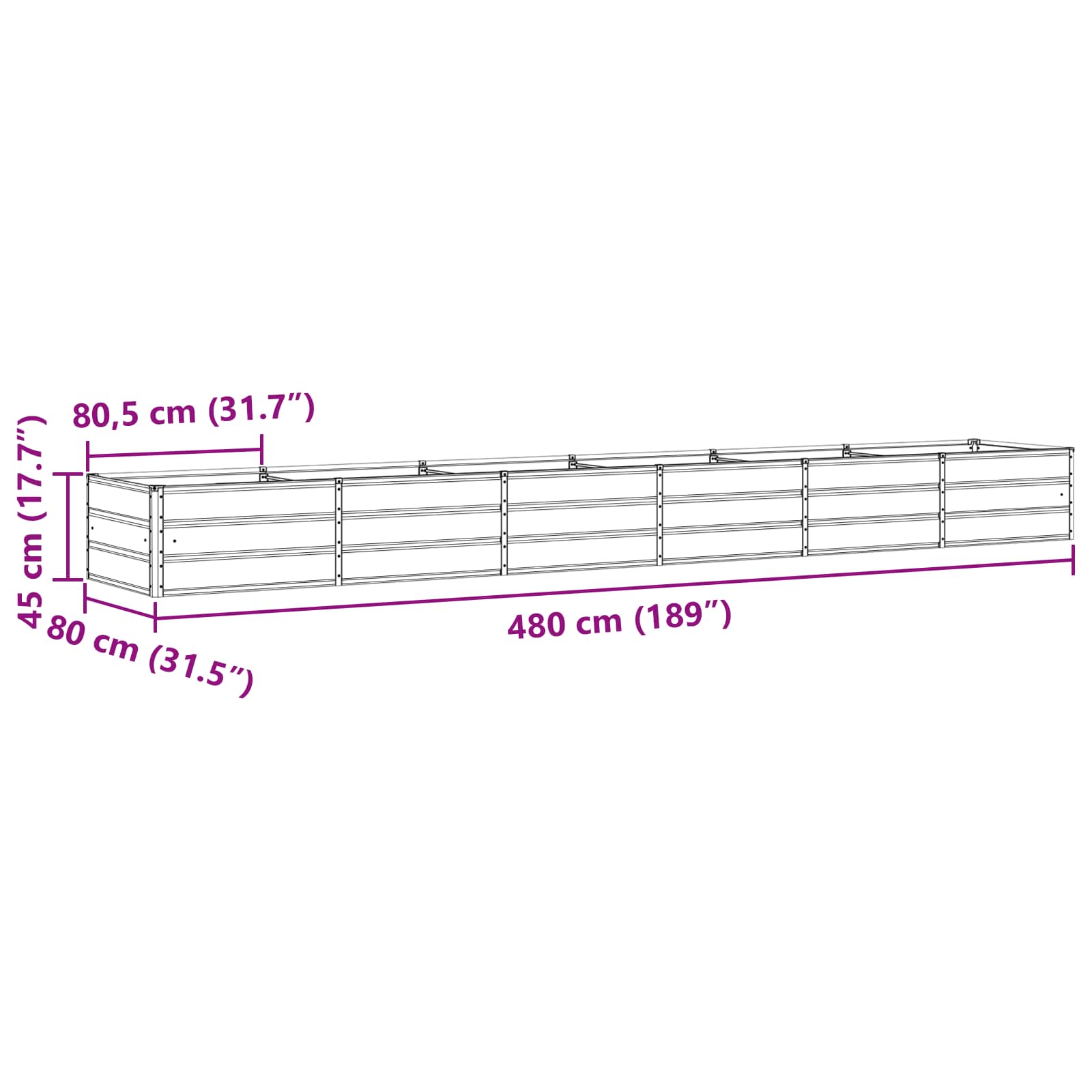 Γλάστρα Ελεφαντόδοντο 480 x 80 x 45 cm Ατσάλι - Pakobazaar