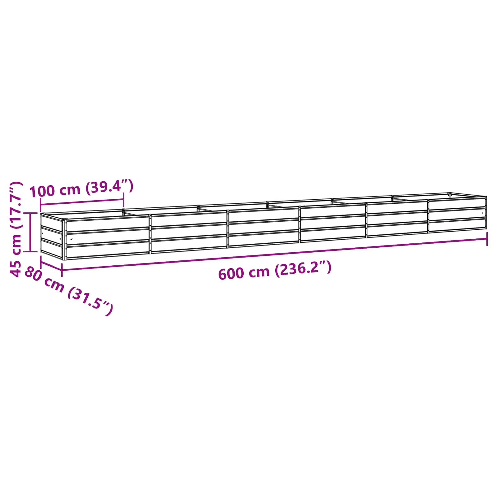 Γλάστρα Ελεφαντόδοντο 600 x 80 x 45 cm Ατσάλι - Pakobazaar