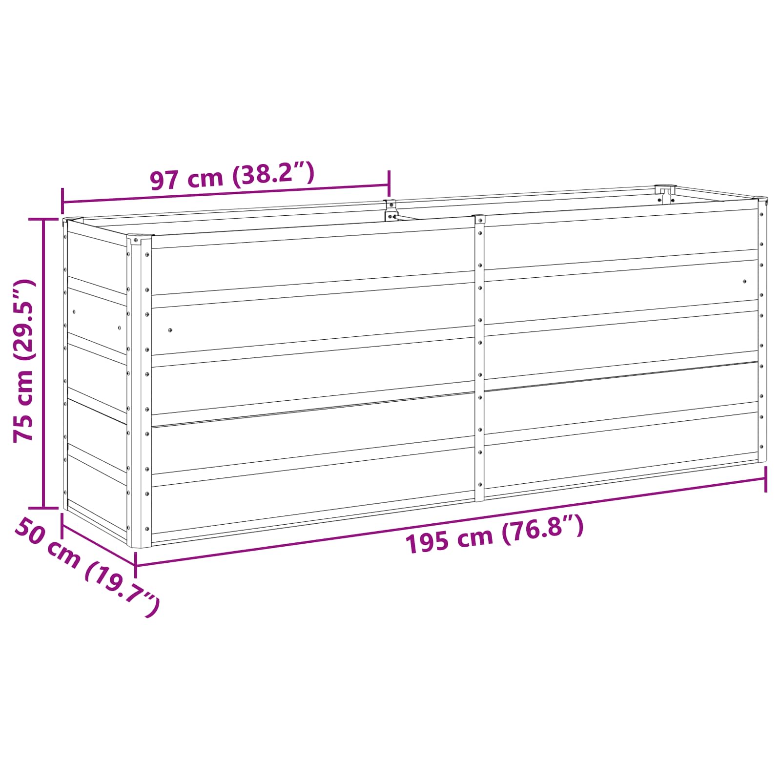 Γλάστρα Ελεφαντόδοντο 480 x 50 x 45 εκ Επικαλυμμένος Χάλυβας - Pakobazaar