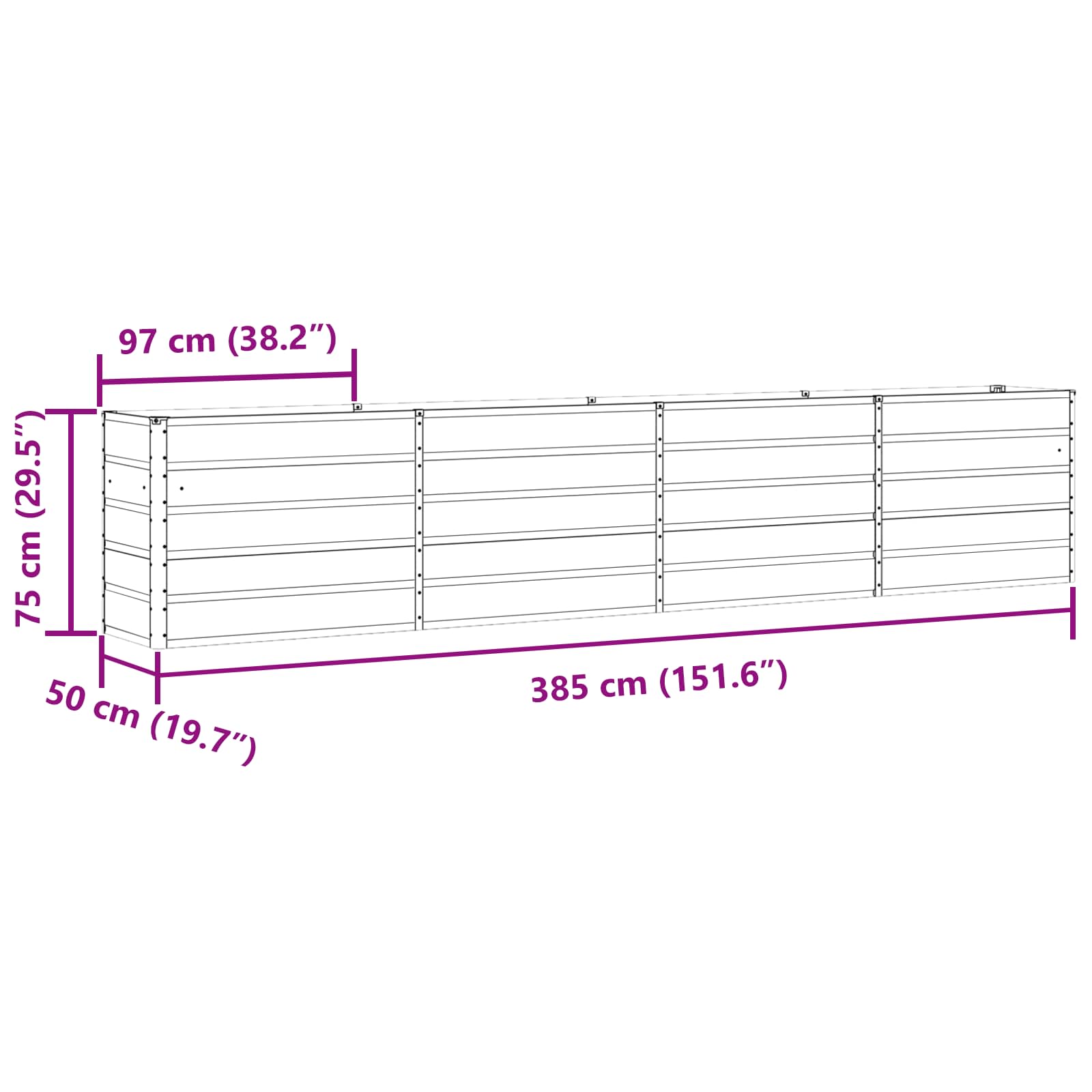 Γλάστρα Ελεφαντόδοντο 480 x 50 x 45 εκ Επικαλυμμένος Χάλυβας - Pakobazaar