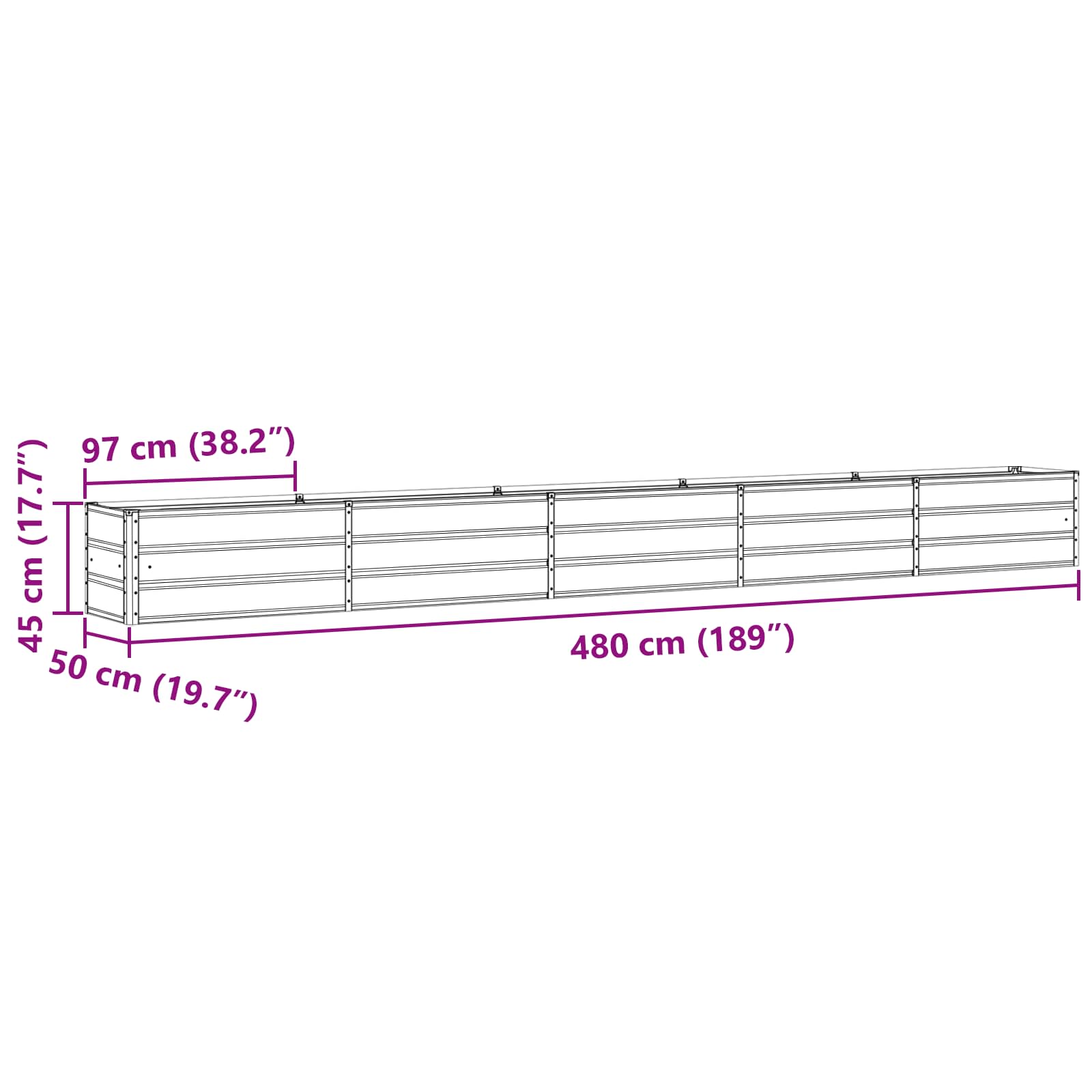 Γλάστρα Ελεφαντόδοντο 480 x 50 x 45 εκ Επικαλυμμένος Χάλυβας - Pakobazaar
