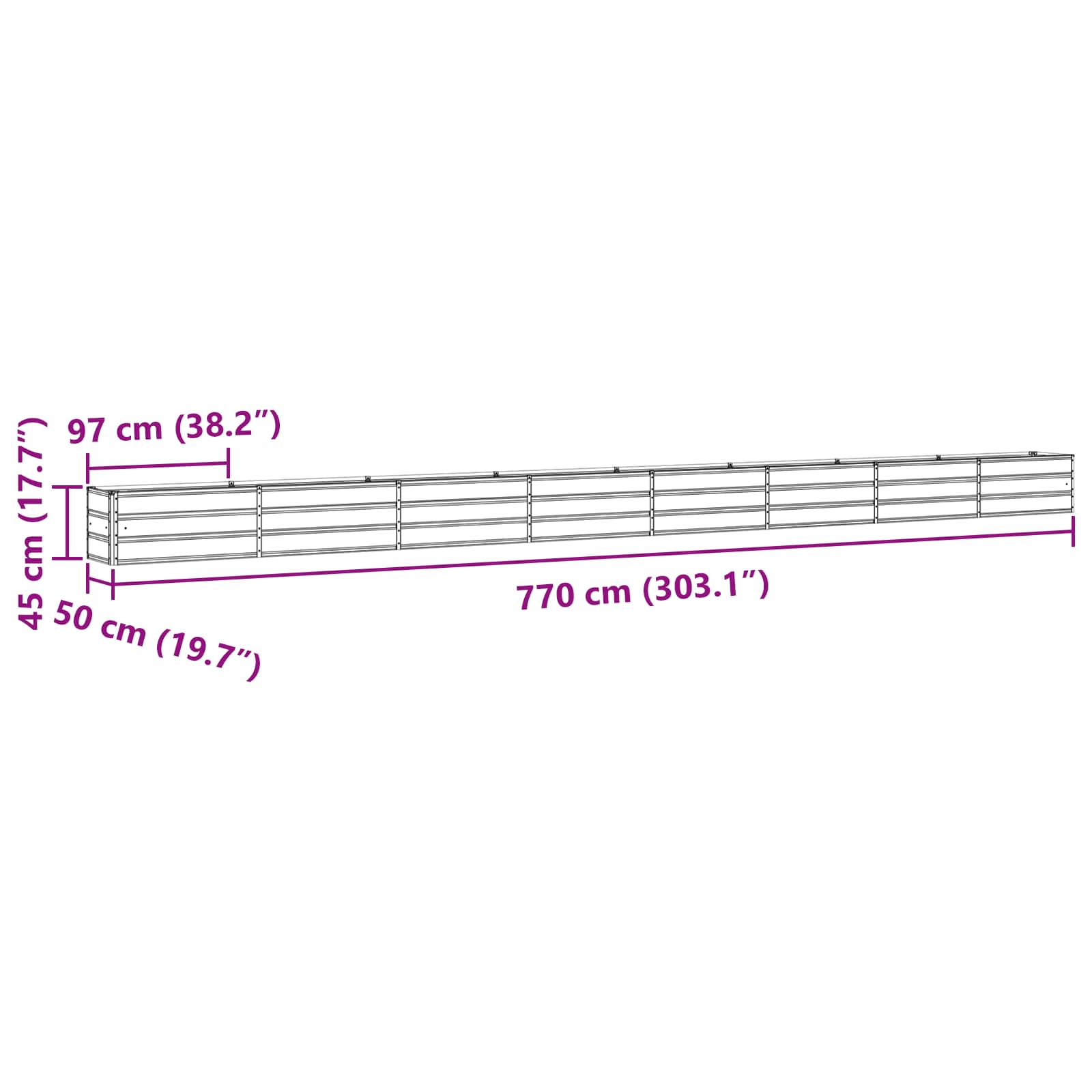 Γλάστρα Ελεφαντόδοντο 480 x 50 x 45 εκ Επικαλυμμένος Χάλυβας - Pakobazaar