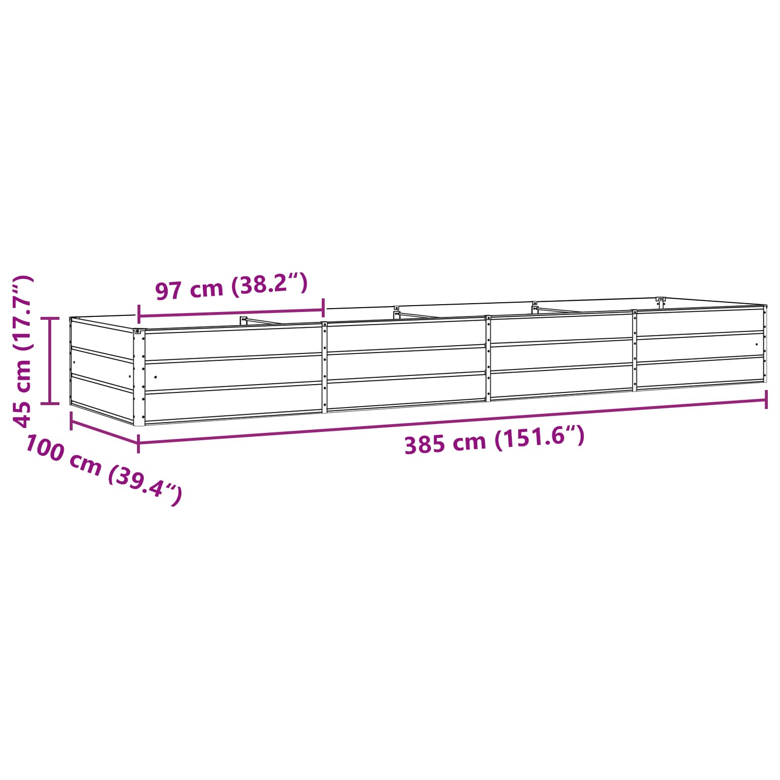 Γλάστρα Ελεφαντόδοντο 195 x 100 x 45 εκ Επικαλυμμένος Χάλυβας - Pakobazaar