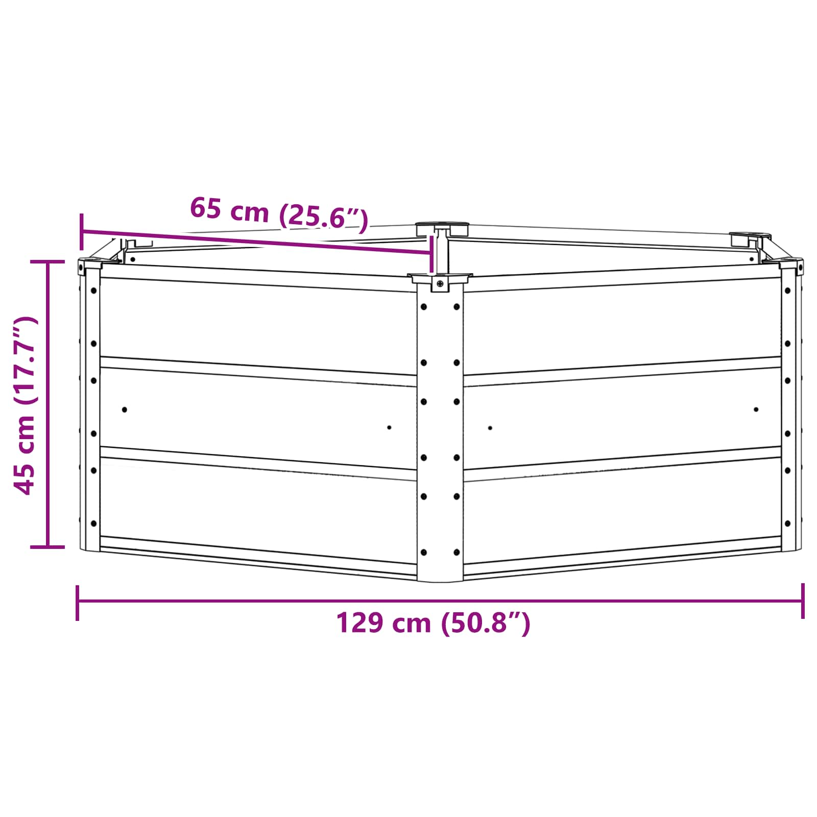 Γλάστρα Ανοιχτό γκρι 129 x 129 x 45 cm Ατσάλι - Pakobazaar