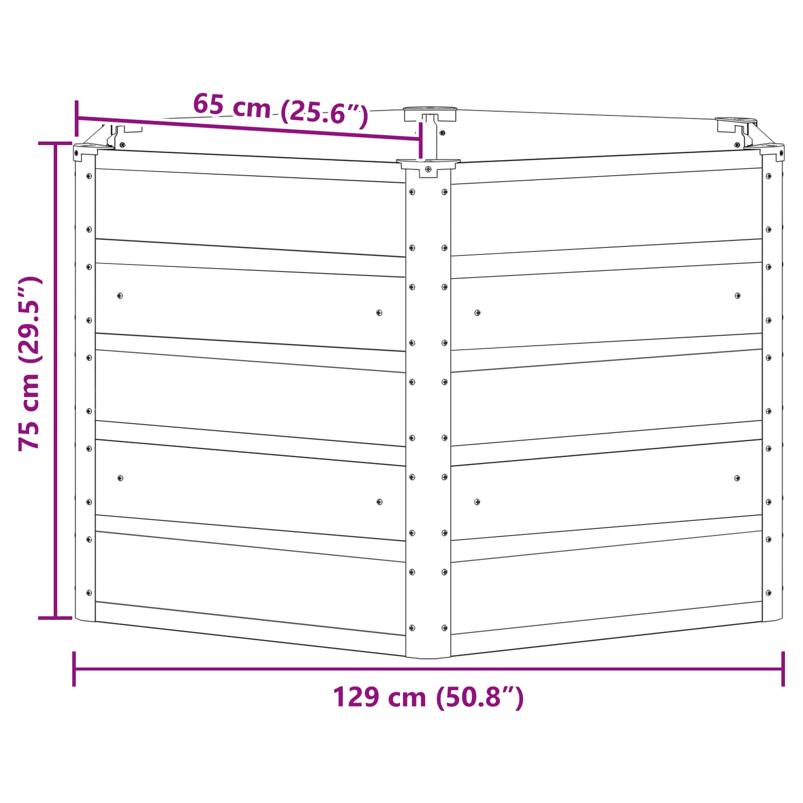 Γλάστρα Ανοιχτό γκρι 129 x 129 x 75 εκ Ατσάλι - Pakobazaar