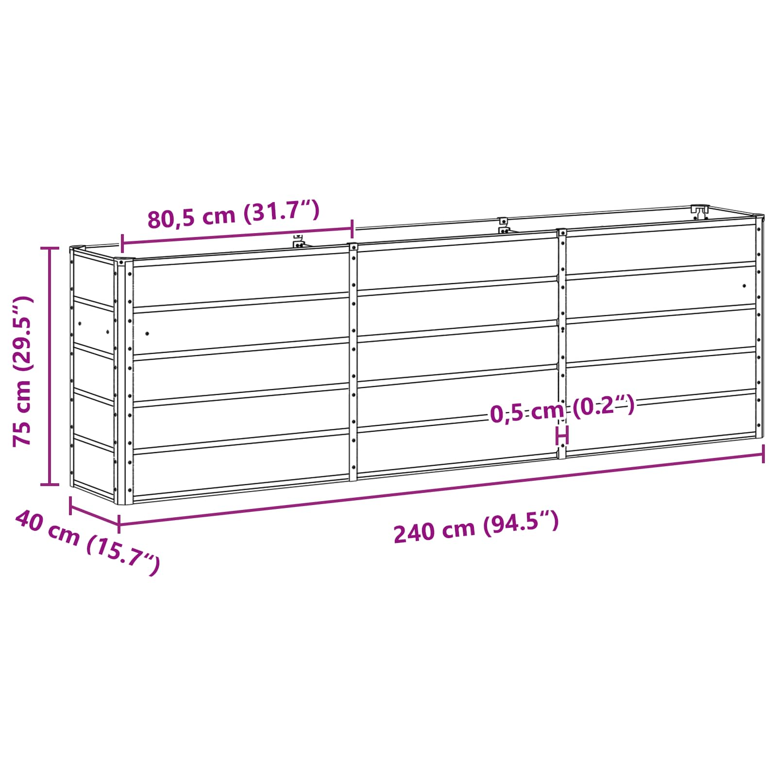 Γλάστρα Ανοιχτό γκρι 160 x 40 x 75 εκ. Ατσάλι - Pakobazaar