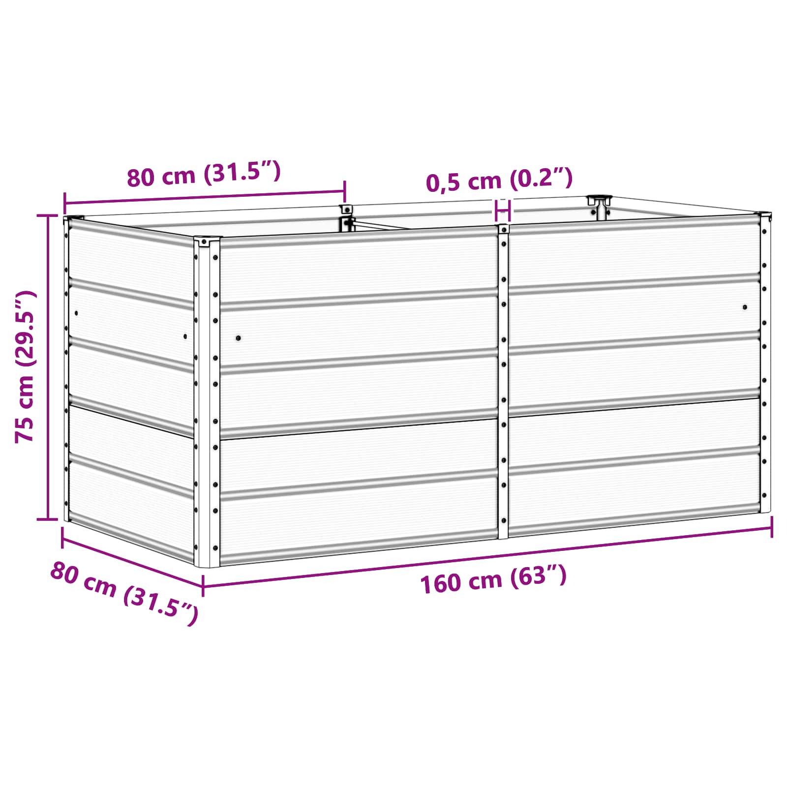 Γλάστρα Ανοιχτό γκρι 160 x 80 x 75 cm Ατσάλι - Pakobazaar
