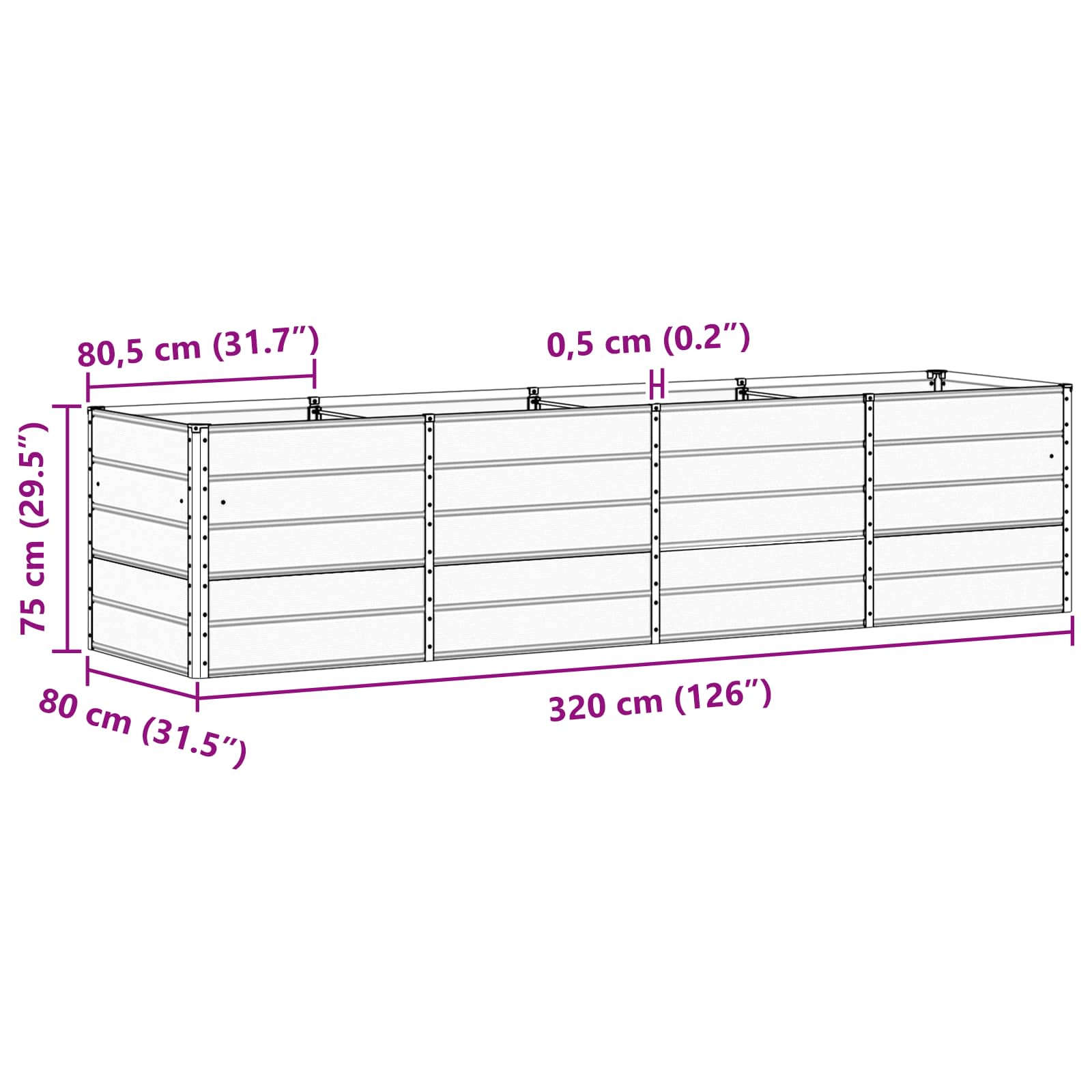 Γλάστρα Ανοιχτό γκρι 240 x 80 x 75 εκ. Ατσάλι - Pakobazaar
