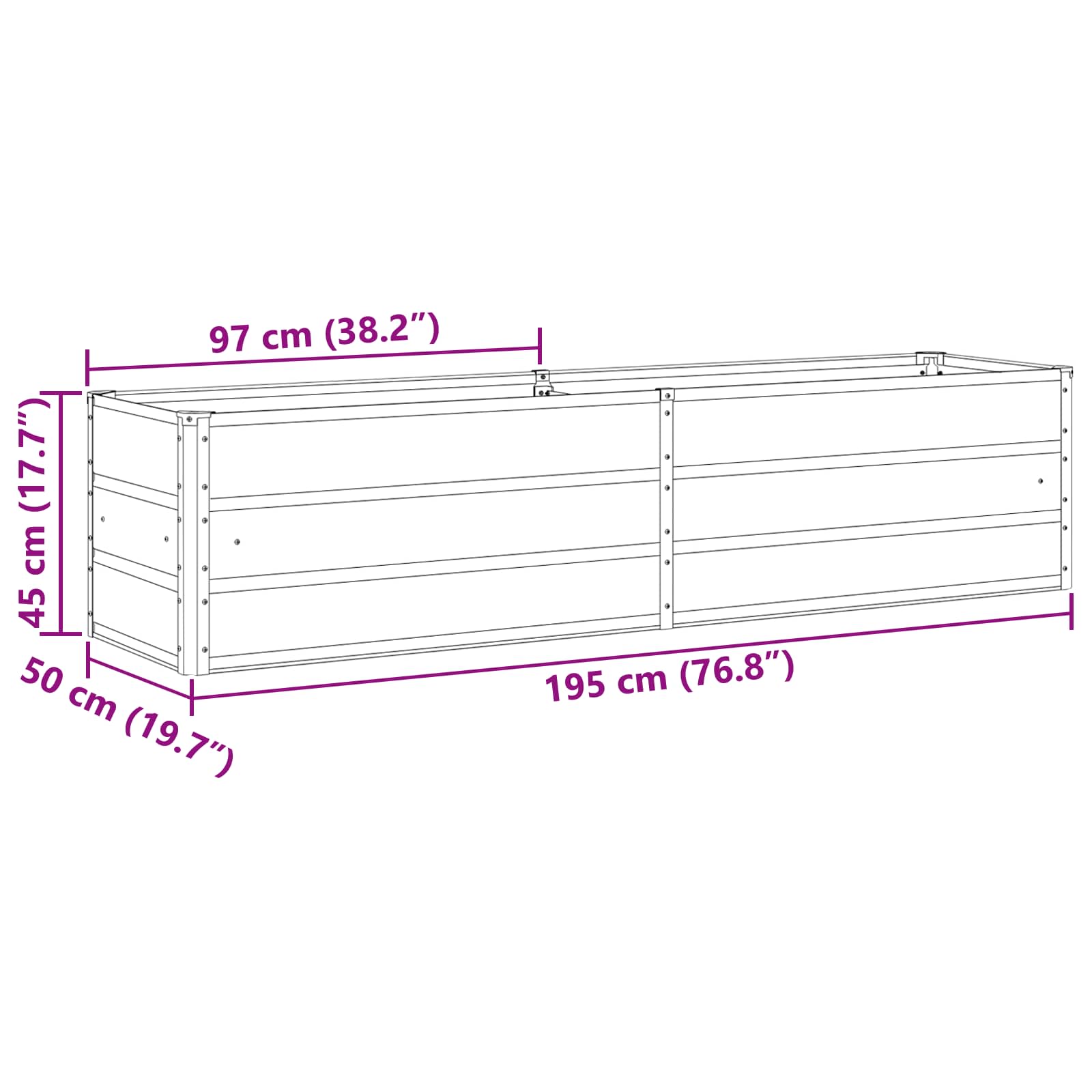 Γλάστρα Ανοιχτό γκρι 480 x 50 x 45 εκ Επικαλυμμένος Χάλυβας - Pakobazaar