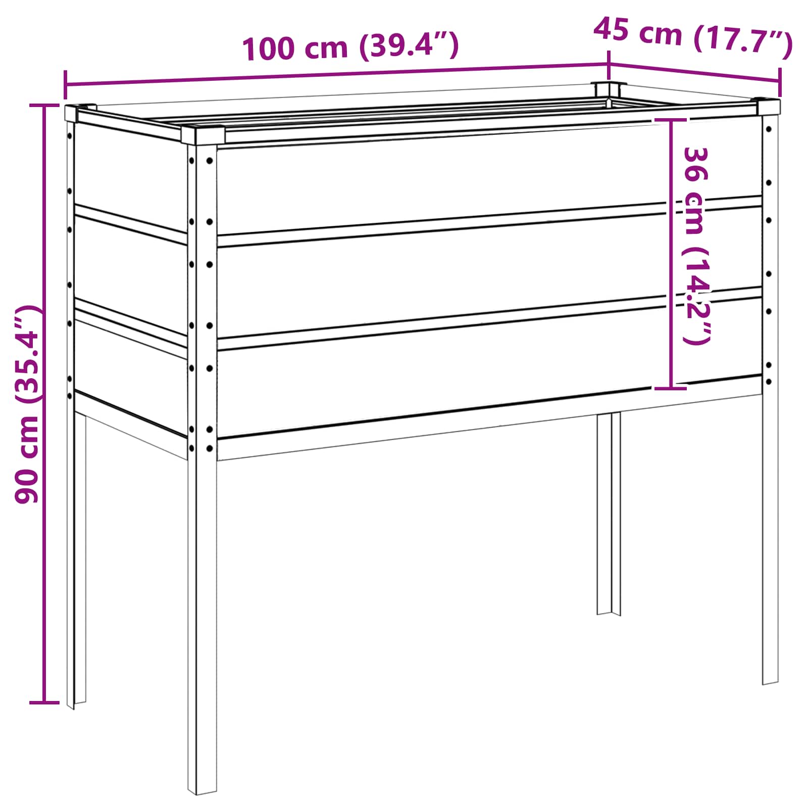 Γλάστρα Ανοιχτό γκρι 100 x 45 x 90 εκ. Επικαλυμμένος Χάλυβας - Pakobazaar